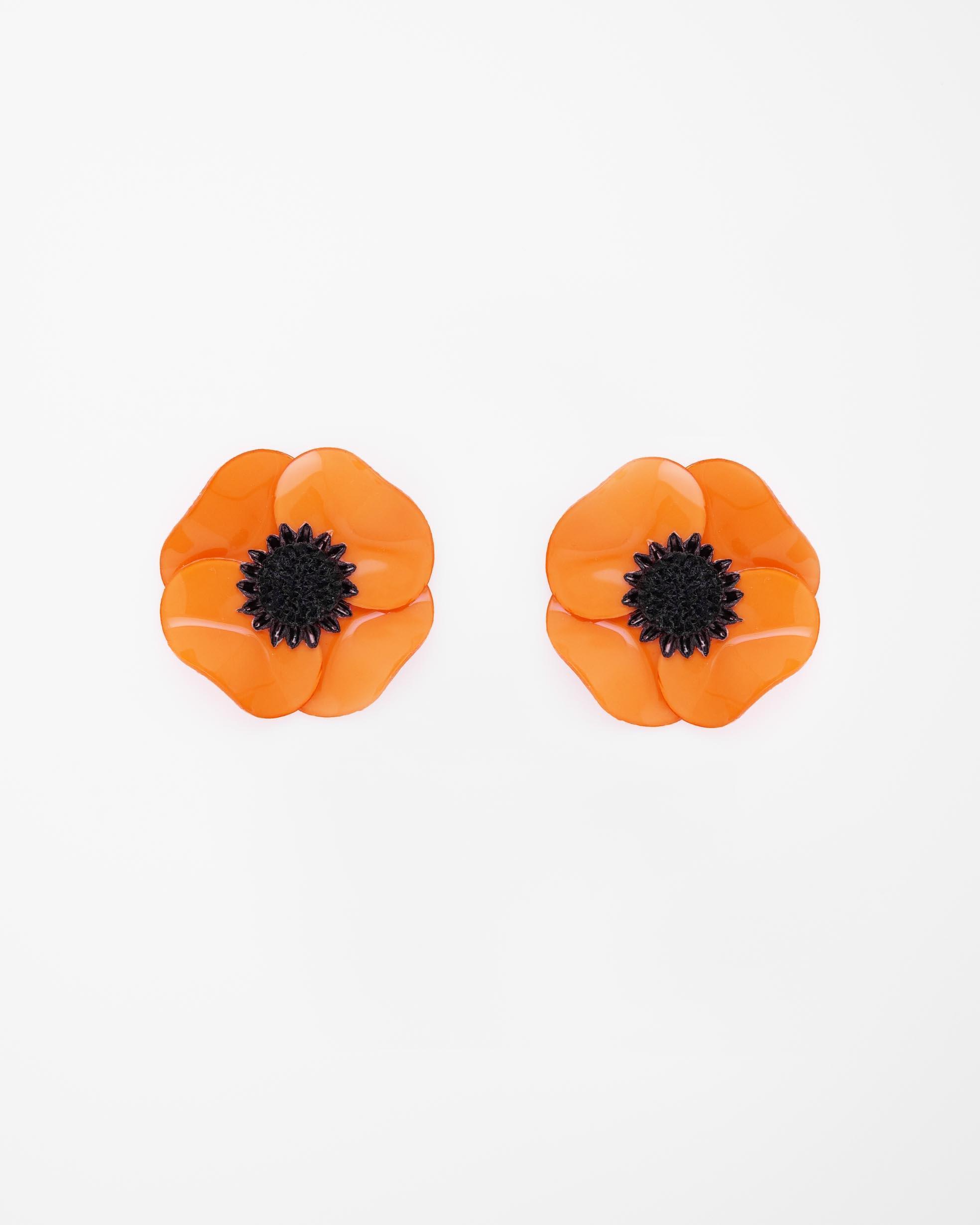 Grandes boucles d'oreilles fleur orange