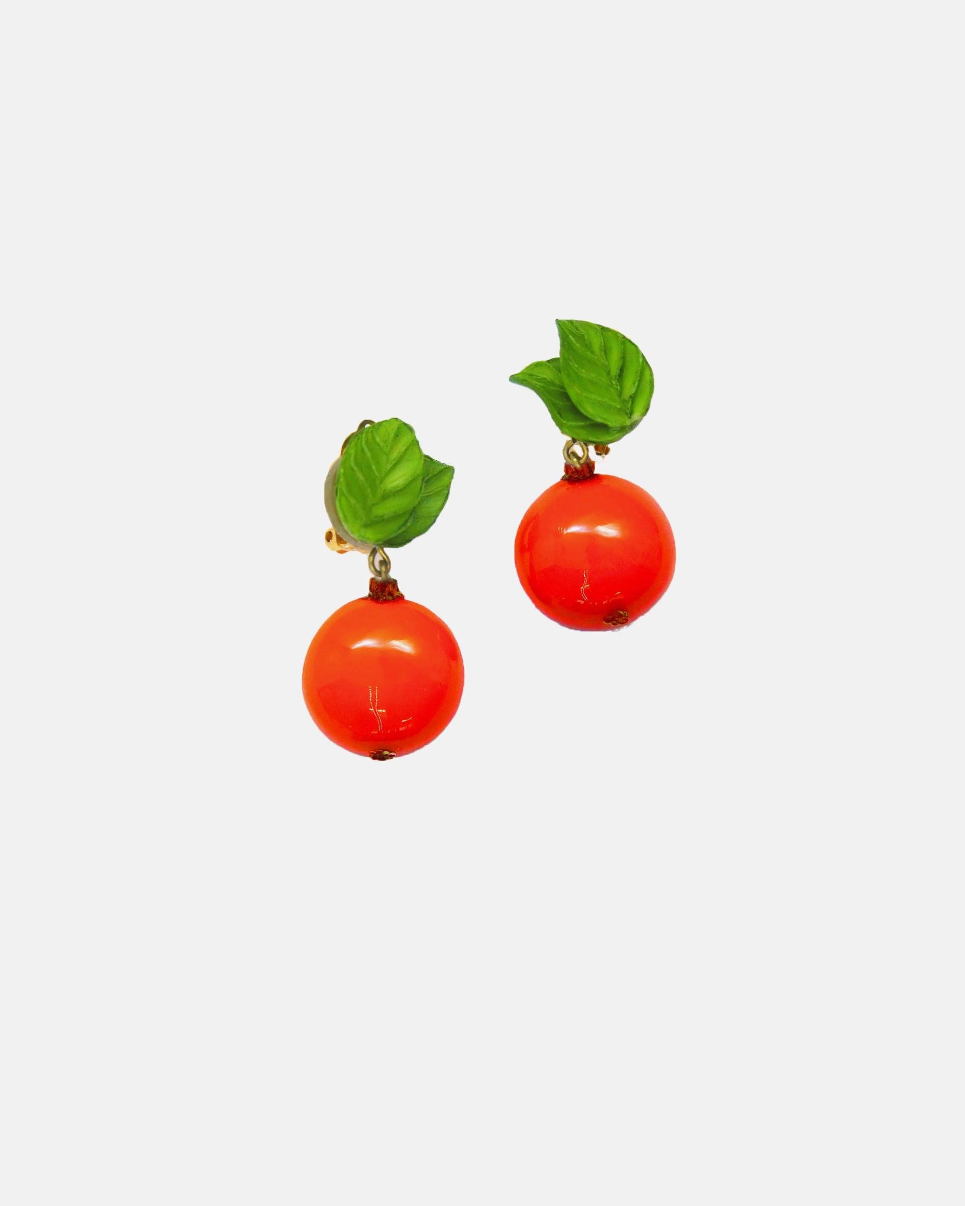 boucles d'oreilles botanica orange avec feuilles