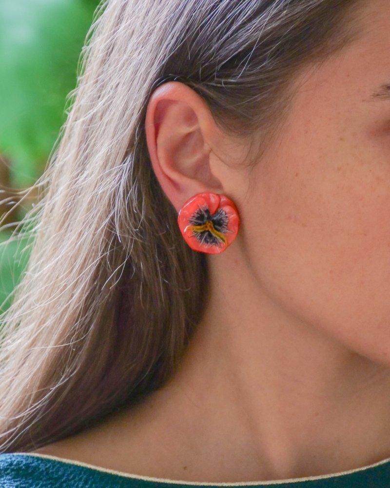 all-groups Boucles d'oreilles clips fleurs couleur corail