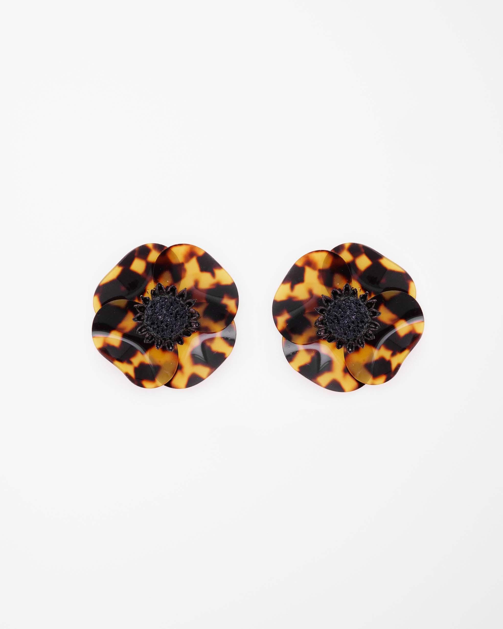 Grandes boucles d'oreilles fleur motif léopard