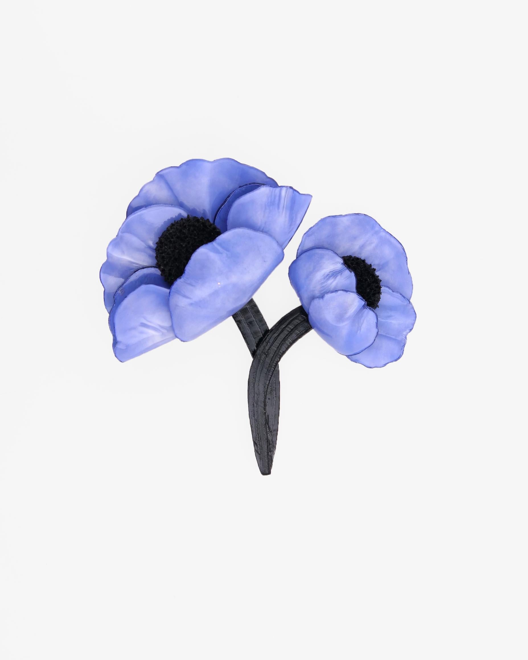 Boche bijou bleuet avec 2 fleurs et une tige