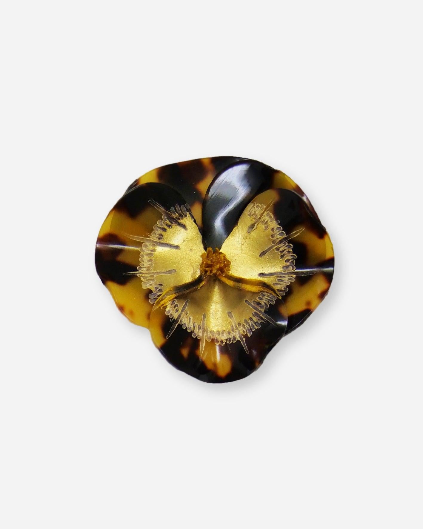 Broche ancienne fleur motif léopard