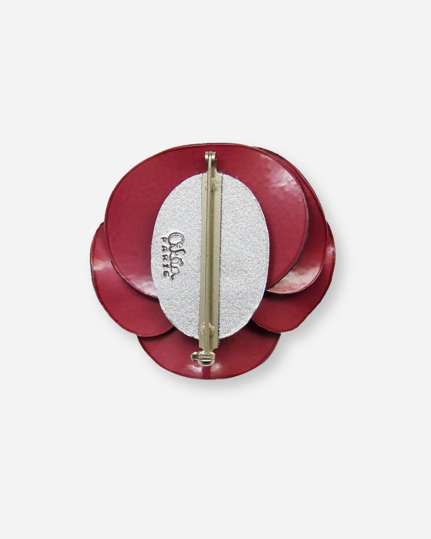 all-groups Broche fleur ancienne rouge de dos