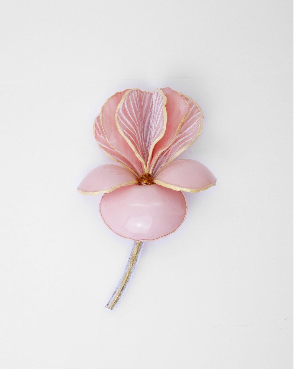 broche fleur brillante rose pale