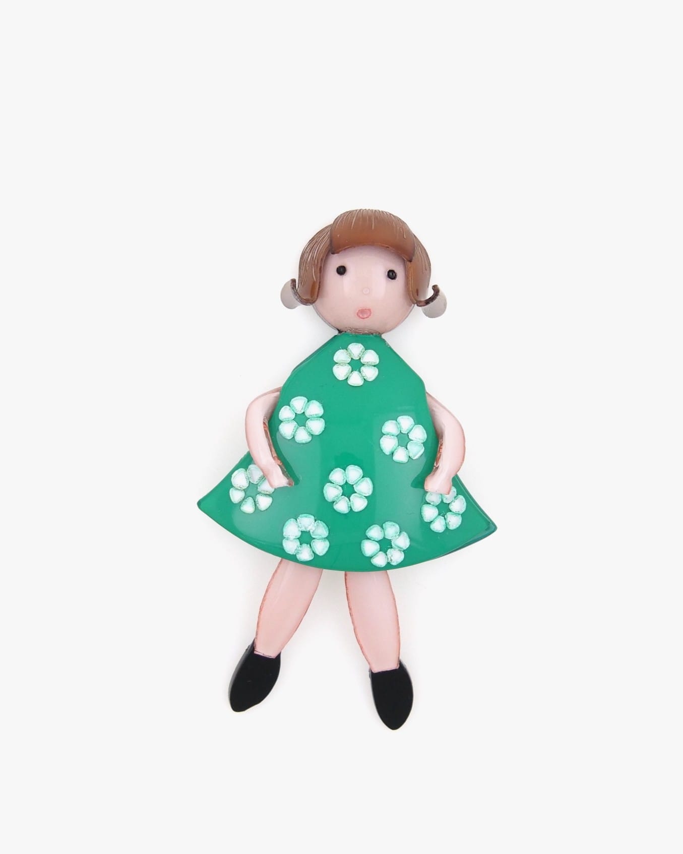 Broche émeraude Tifille, véritable bijou fleur unique pour femme créé en France par Ciléa Paris.