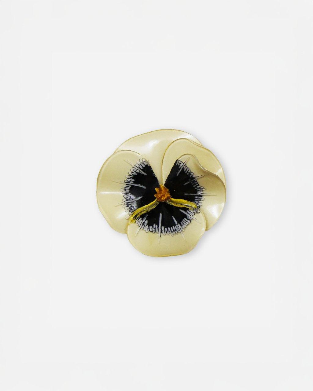 Grande broche ancienne fleur couleur ivoire
