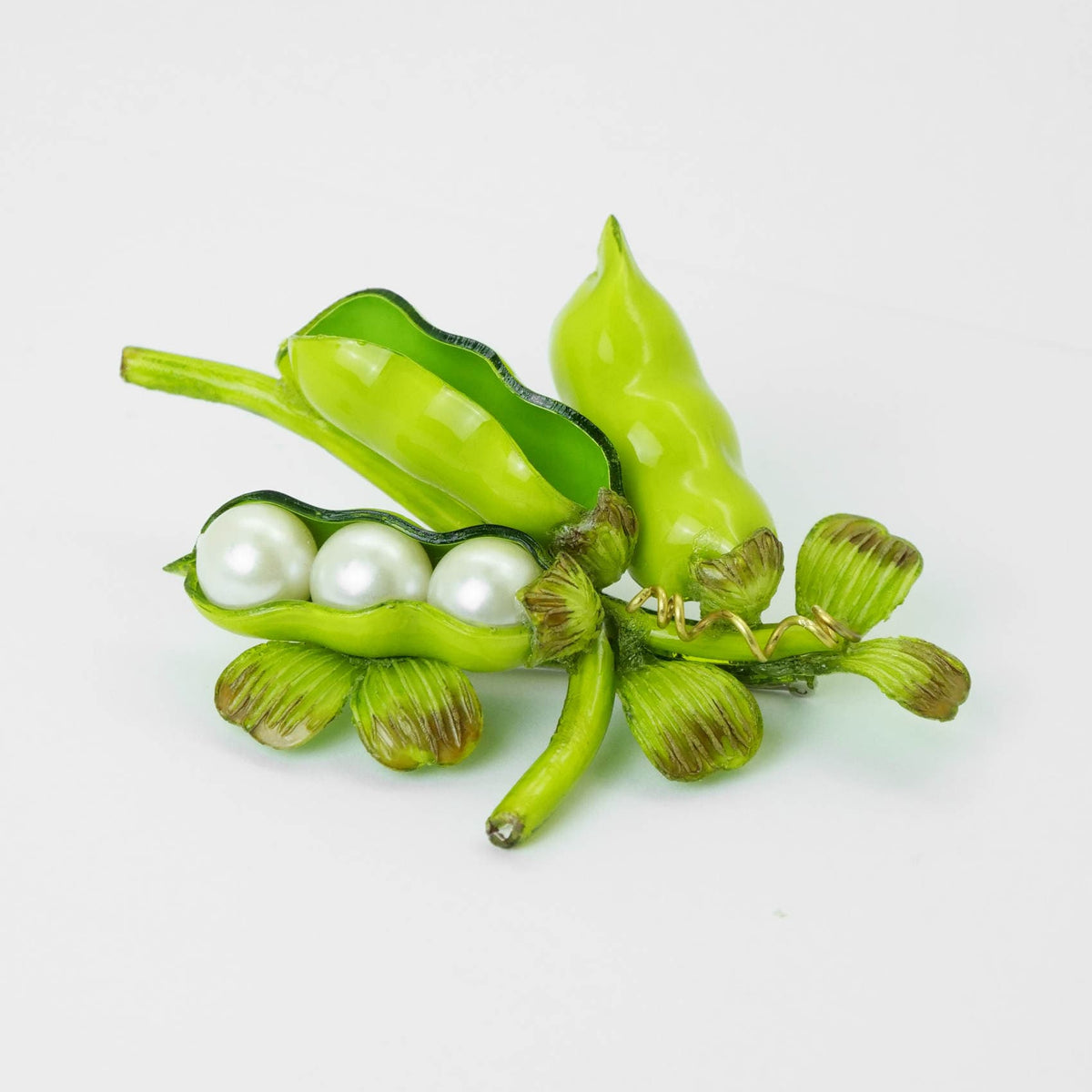 Broche Vintage En Résine Verte - Modèle Pélican Bicolore (réf. 3483) - Bijou Fantaisie Ancien