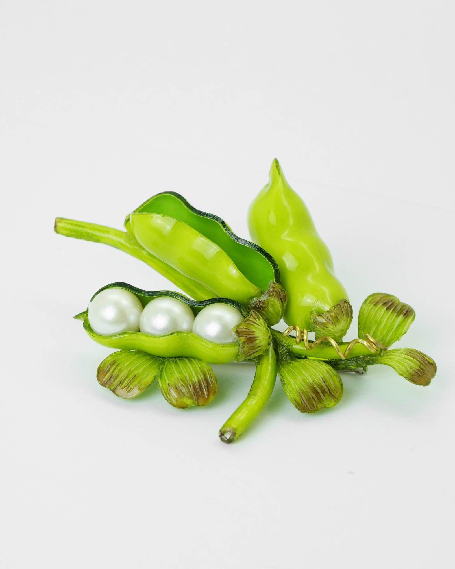 Broche petits pois verte design original