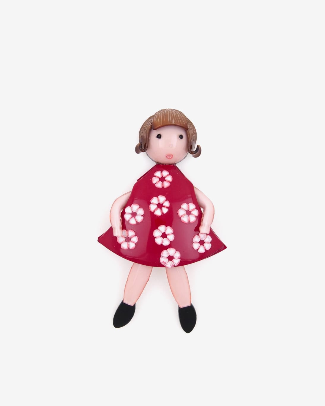 Chaque bijou fleur Ciléa Paris est entièrement réalisée à la main, c'est le cas de la broche Tifille rouge.