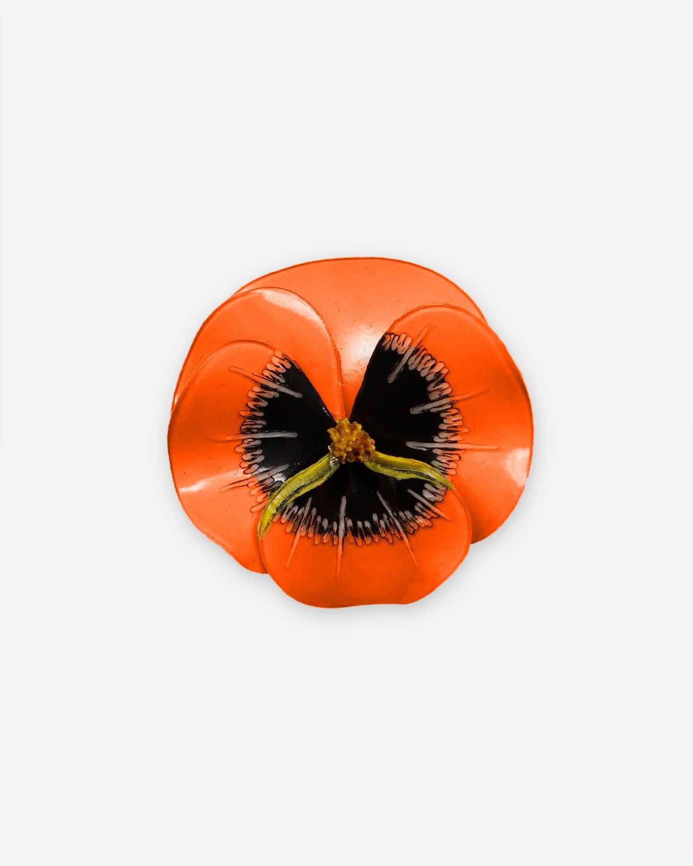 Broche ancienne fleur de couleur orange