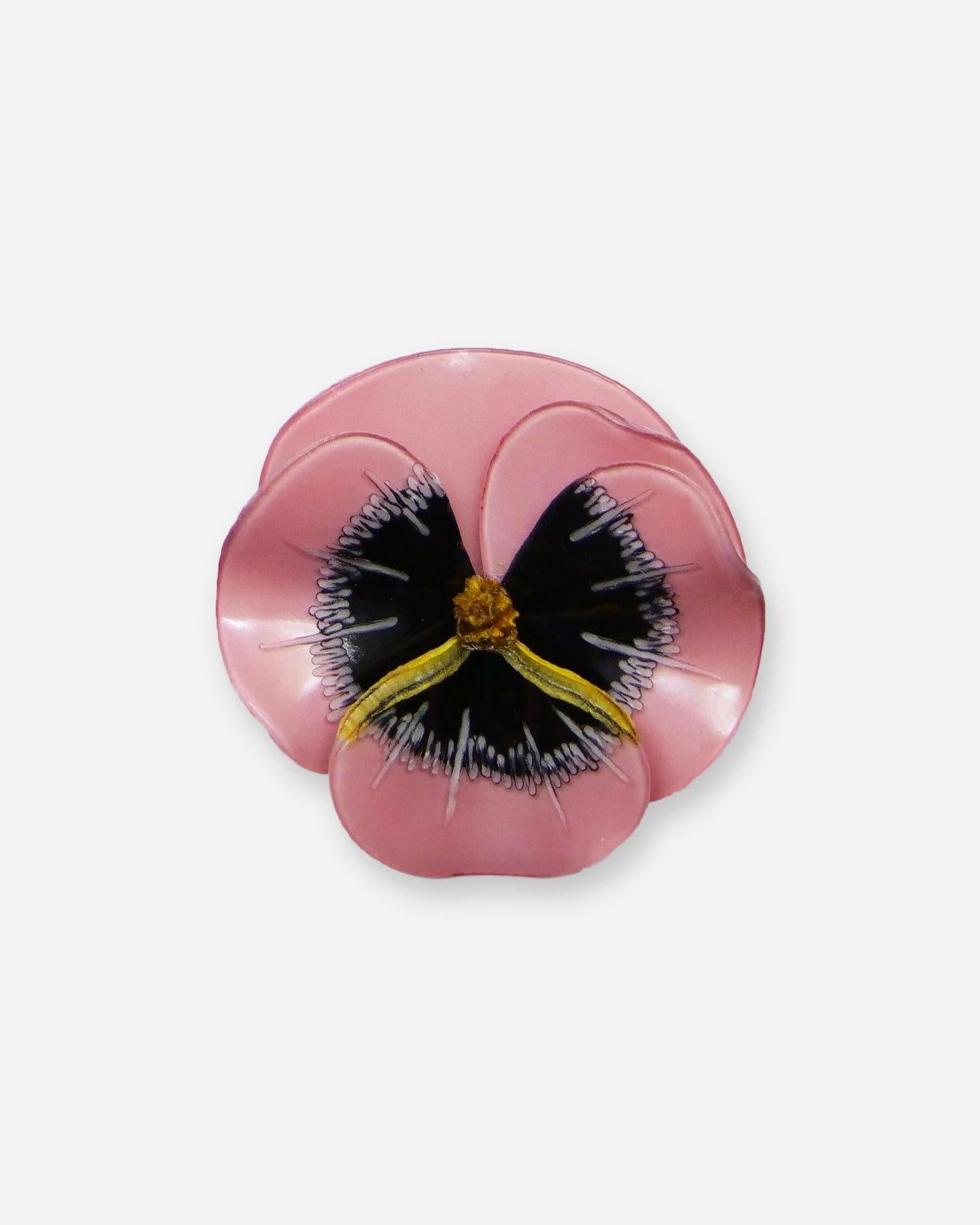 Broche ancienne fleur de couleur rose
