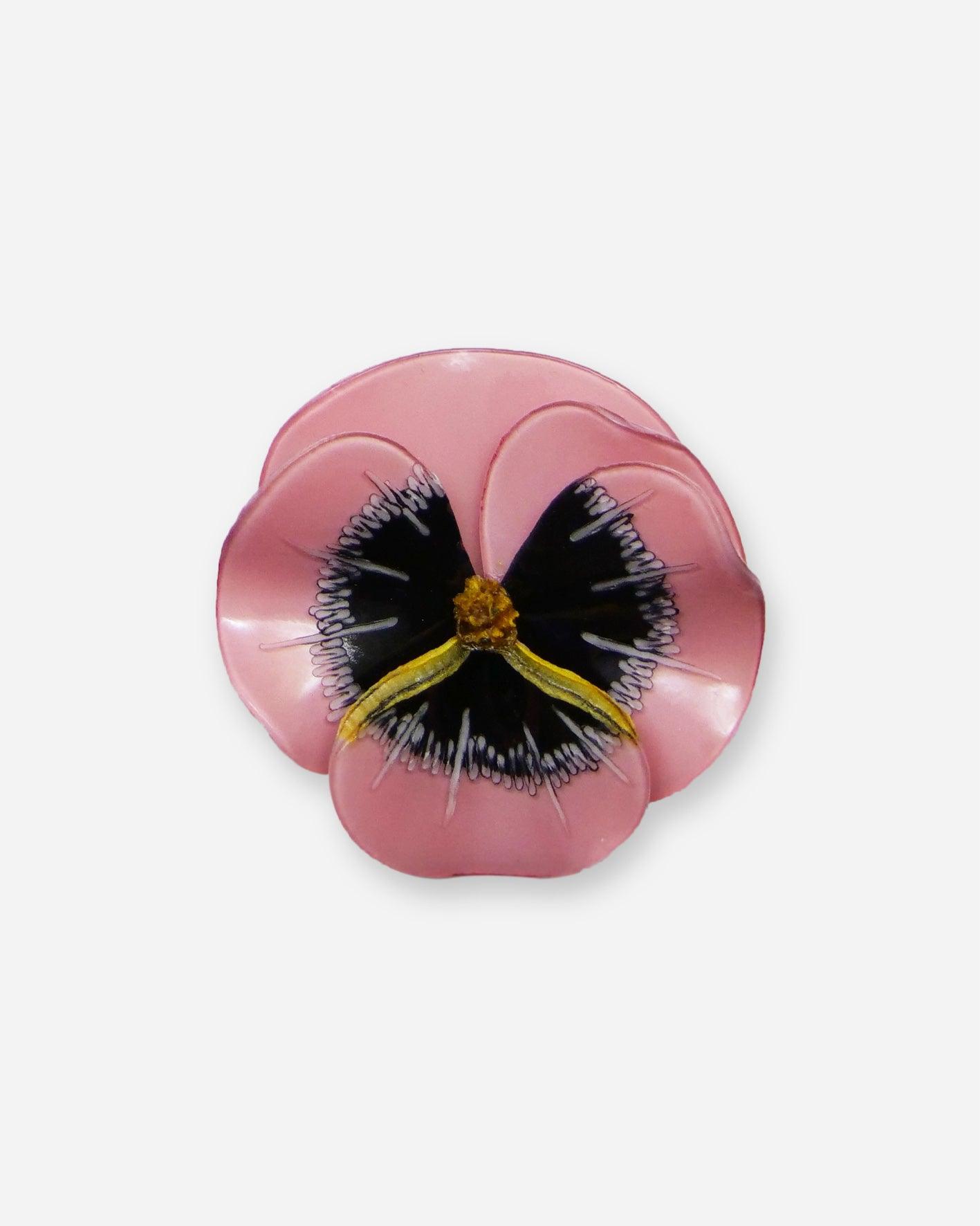Broche ancienne fleur de couleur rose