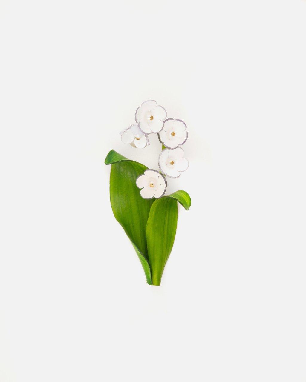 Broches chics muguet blanche et verte pour femme