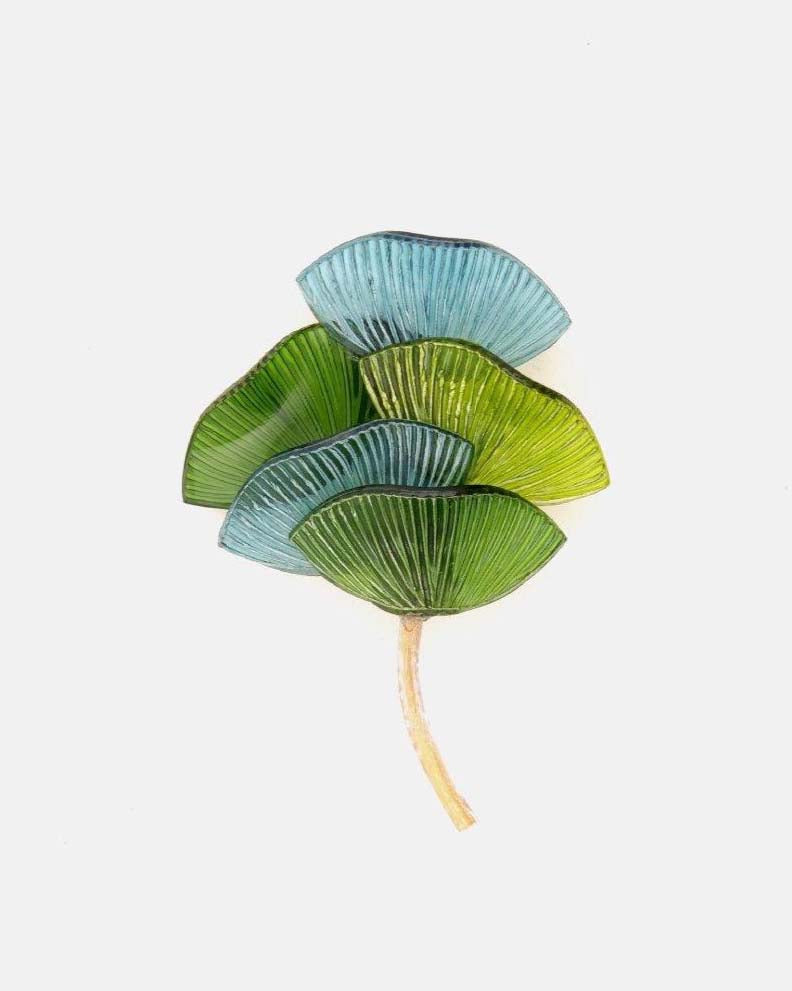 Broche originale au design graphique de couleur verte