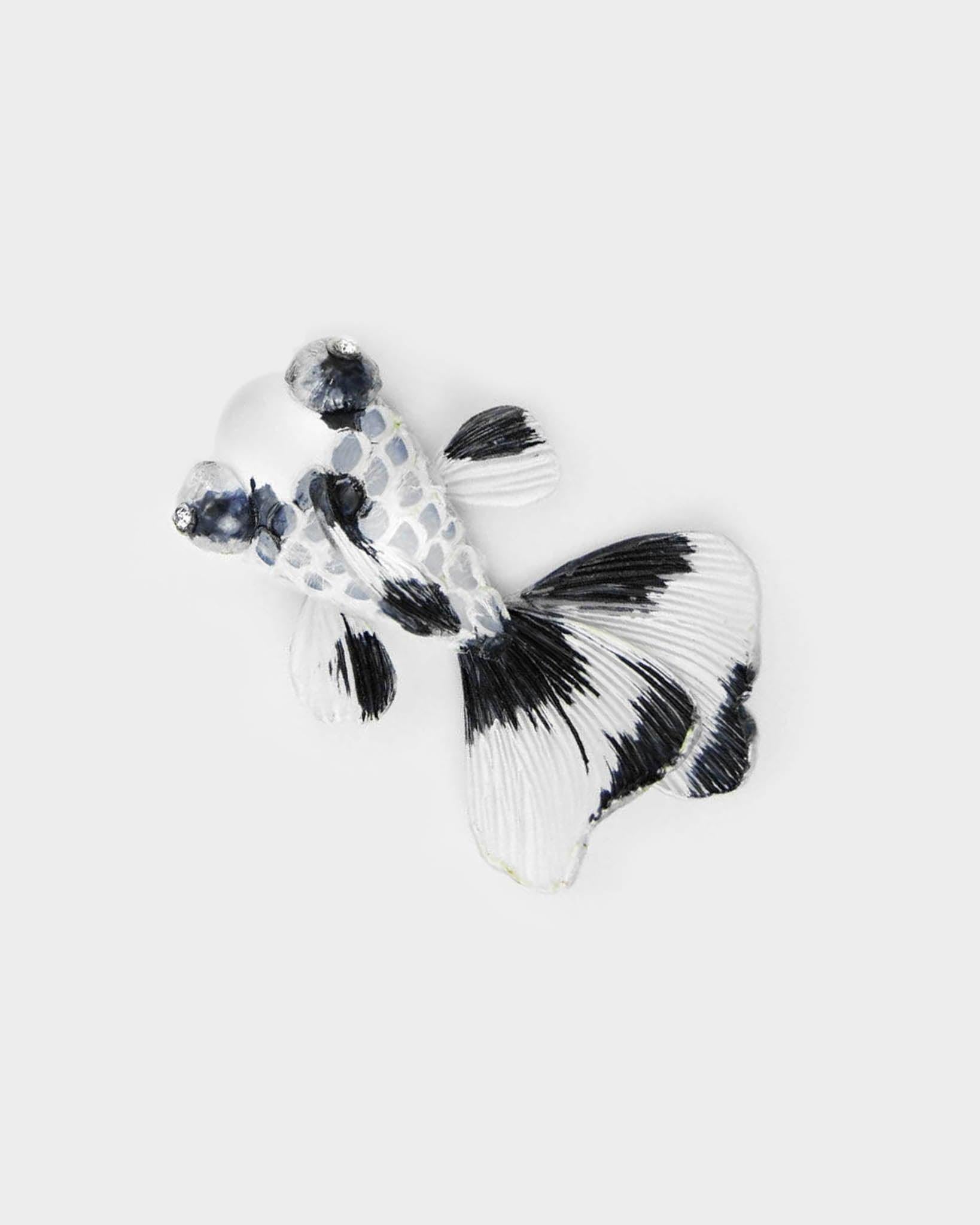 Broche bijoux fantaisie poisson blanc et noir