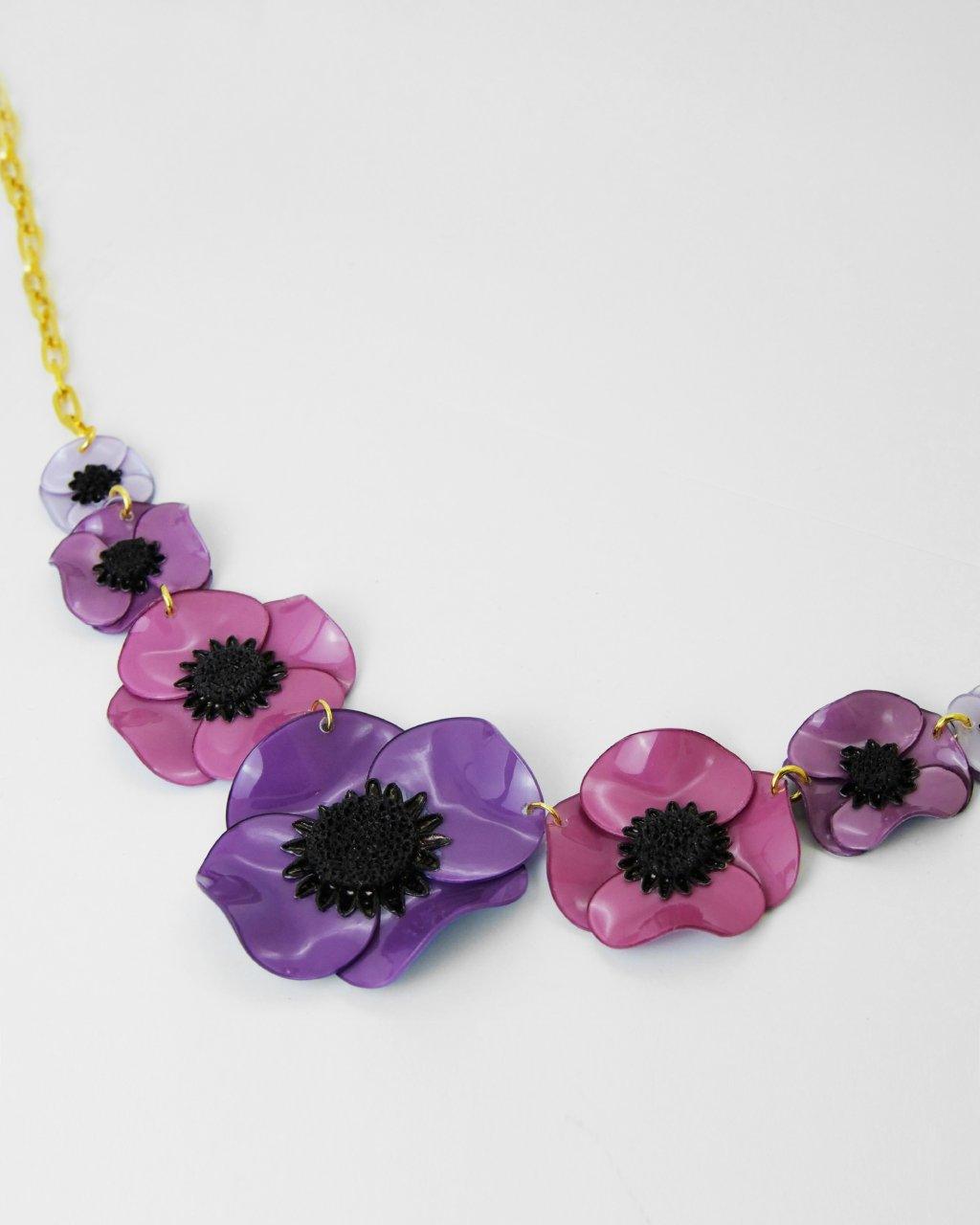 all-groups Collier coloré femme violet avec 7 fleurs