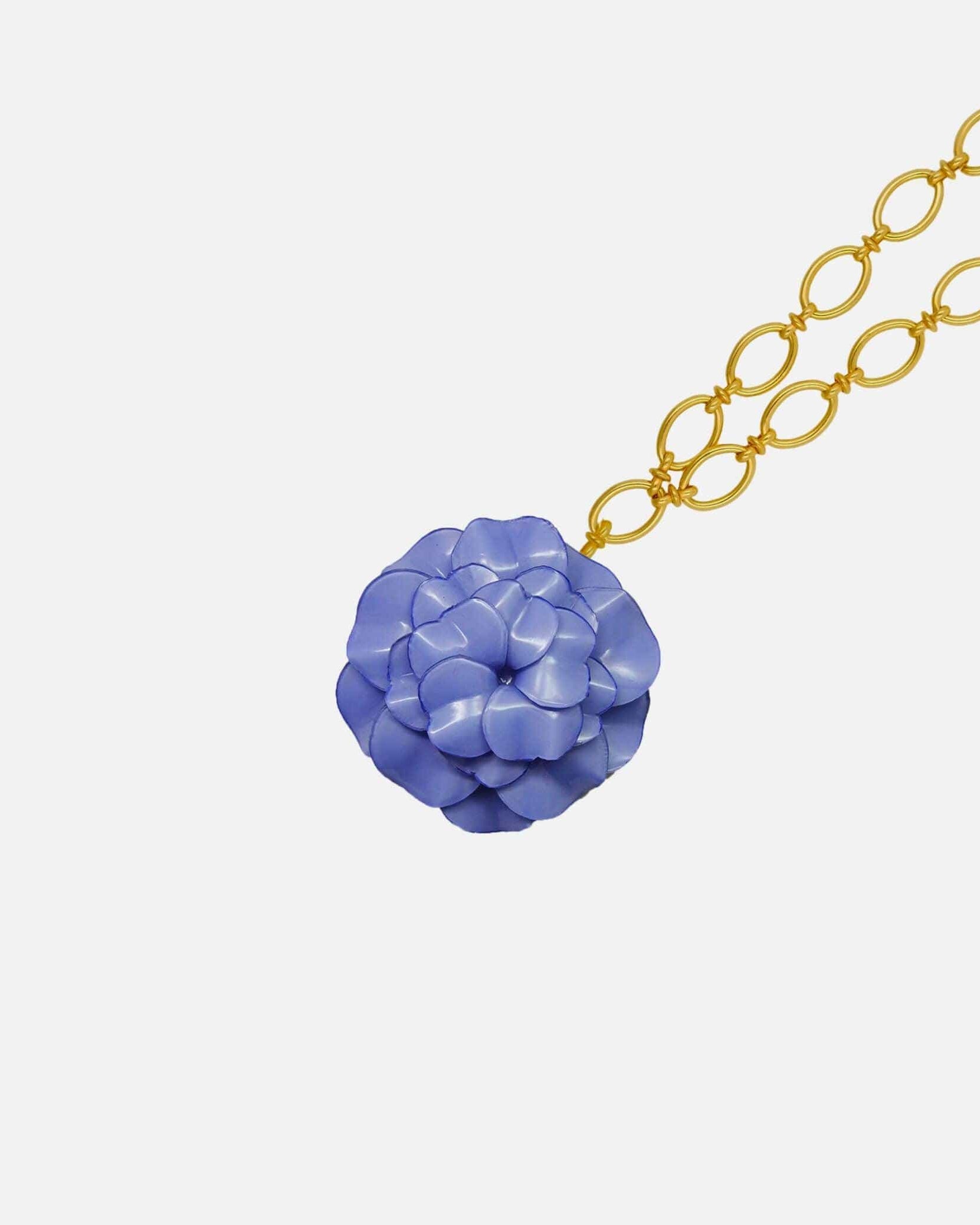 Collier femme fantaisie fleuri bleuet