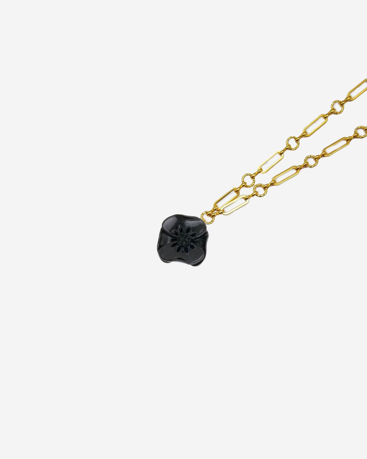 Collier sautoir fantaisie fleur noire
