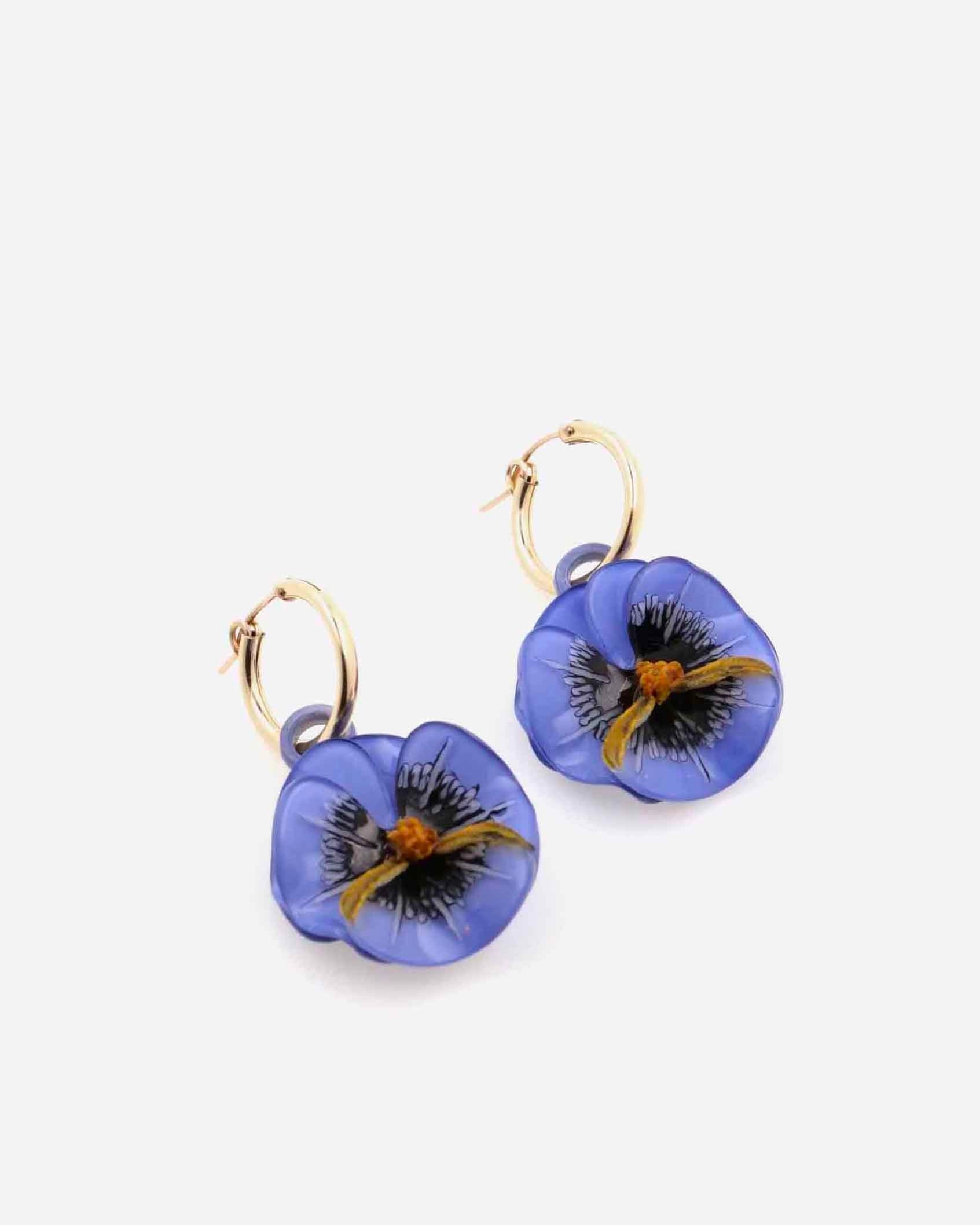 Boucles d'oreilles créoles fleurs bleuet