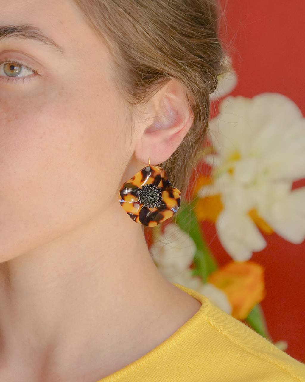 all-groups Créole boucle d'oreille fleurie motif léopard