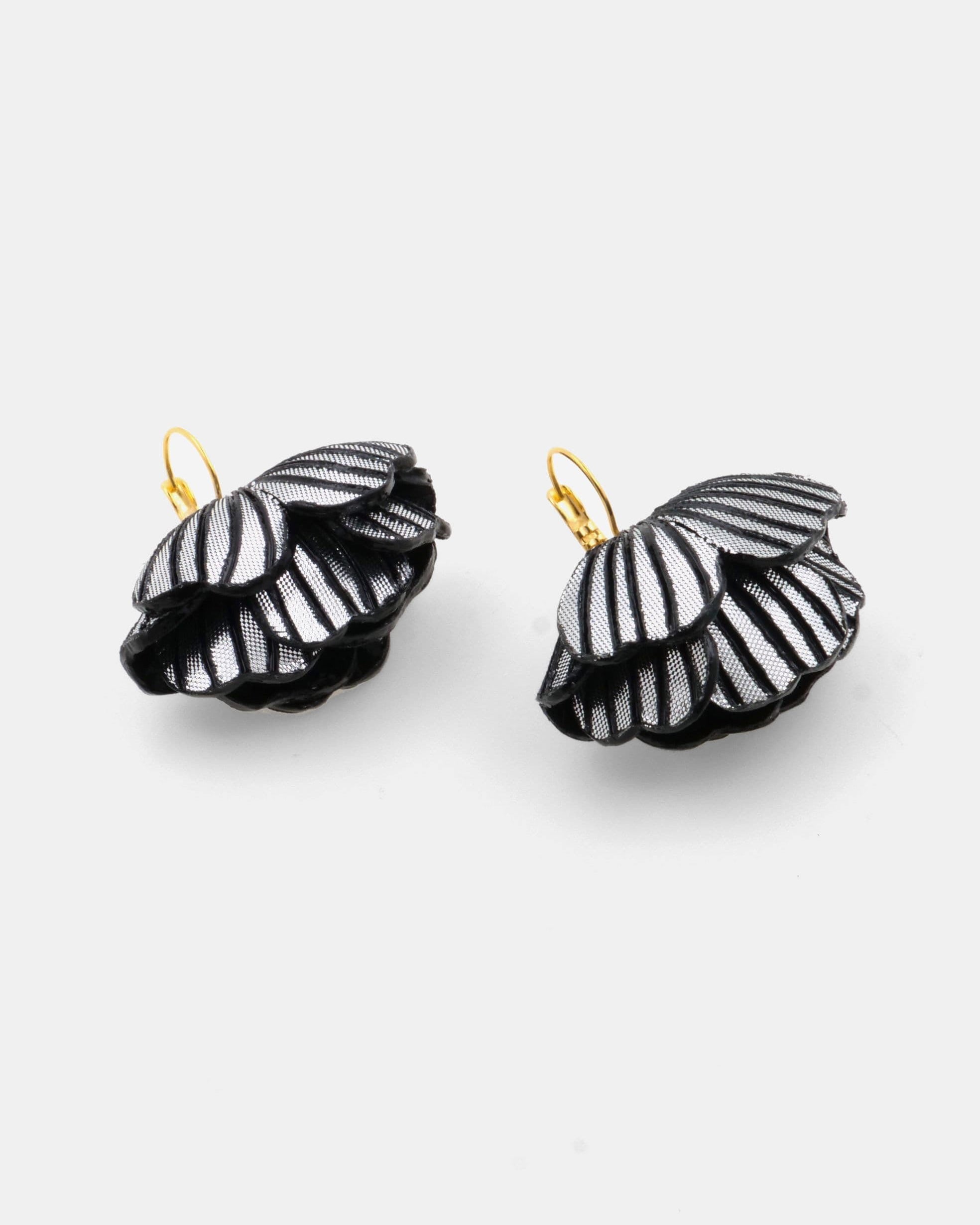 Boucle d'oreille noire et argentée pour les fêtes