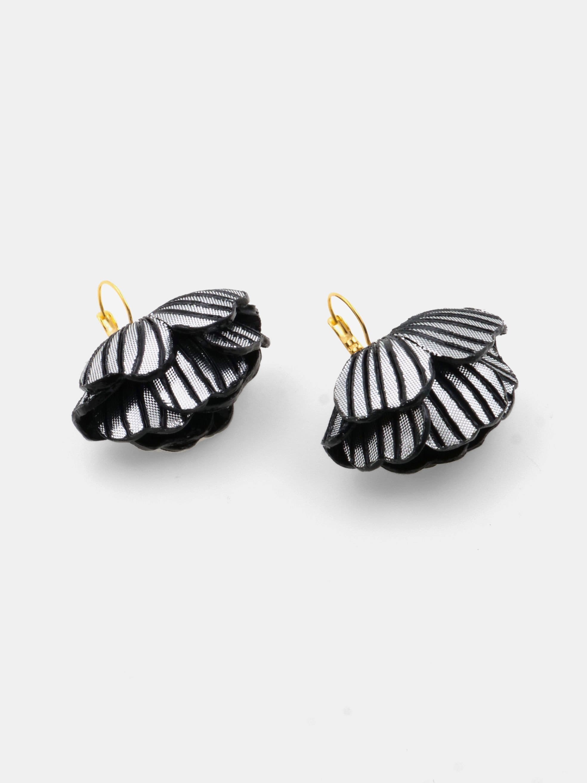 Boucle d'oreille noire et argentée pour les fêtes