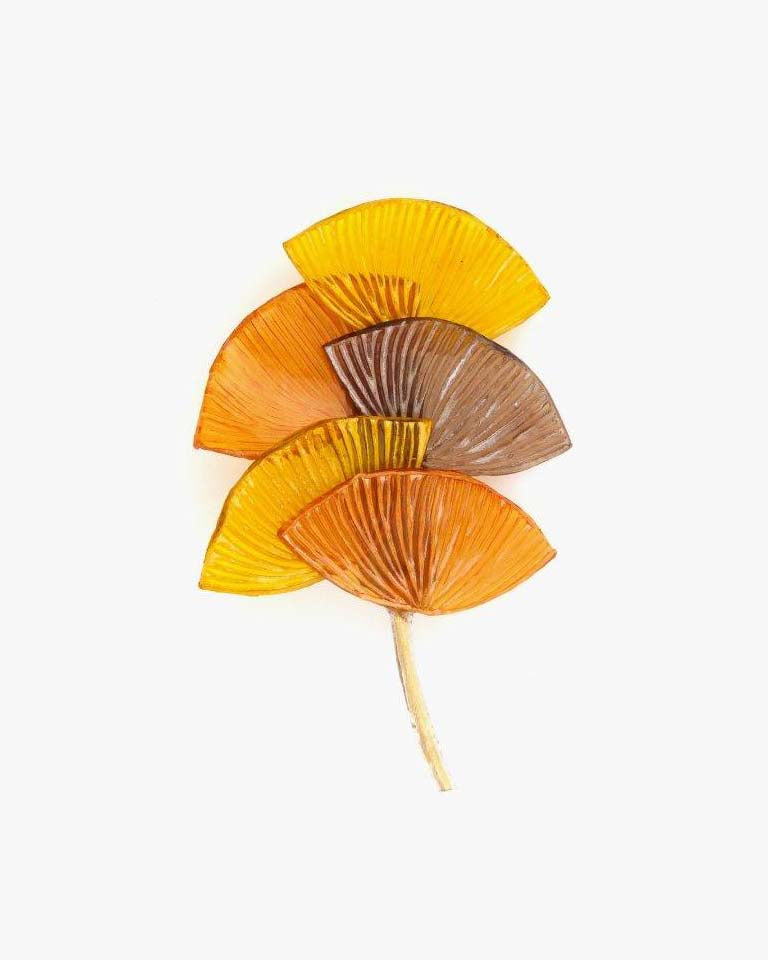 broches originales jaunes et oranges