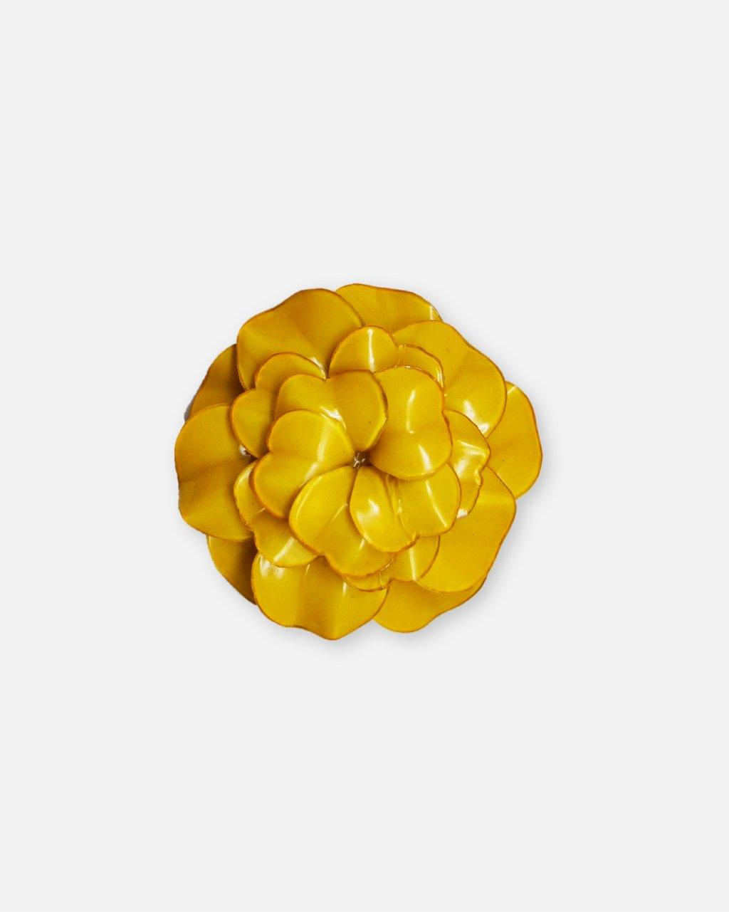 Grande broche de mariage fleurie couleur jaune