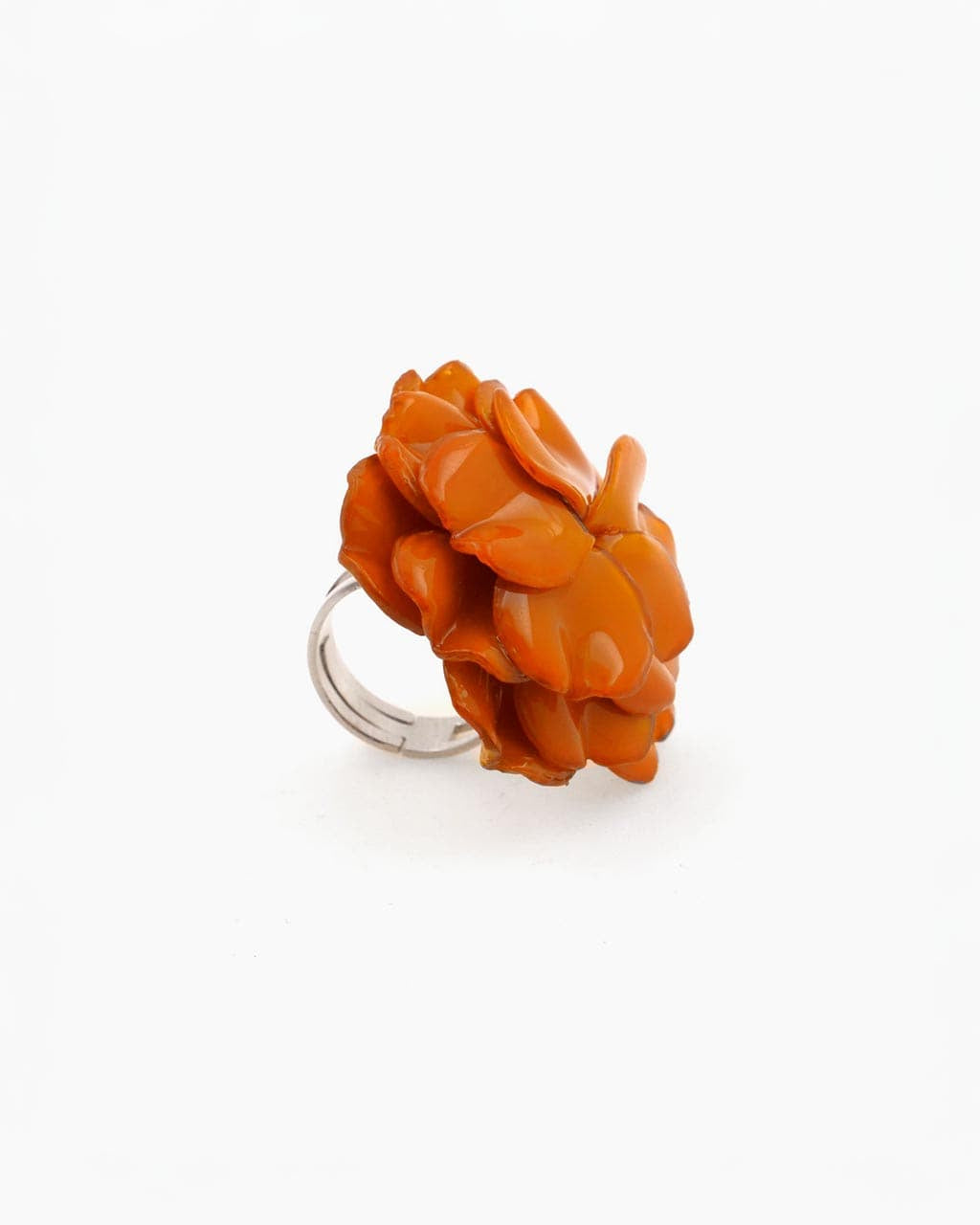 Bague fleur réglable de couleur orange