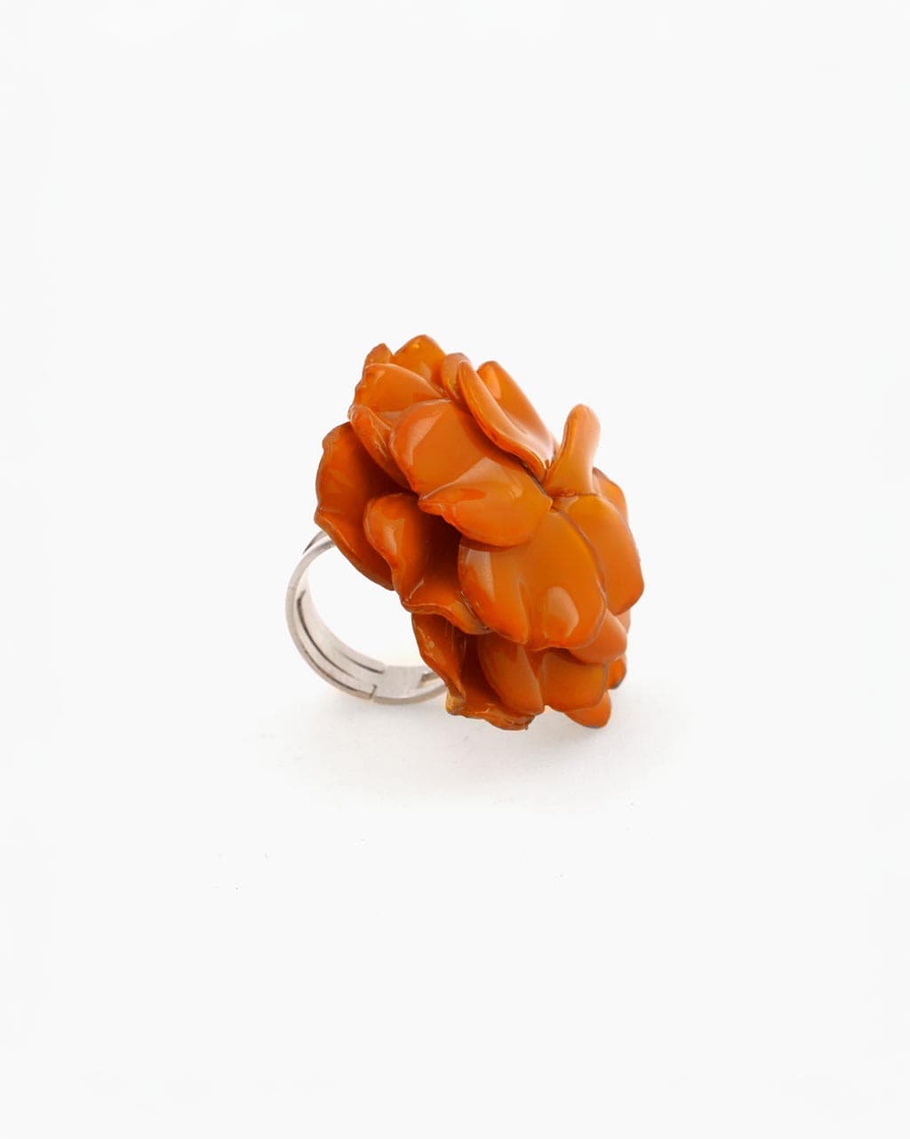 Bague fleur réglable de couleur orange