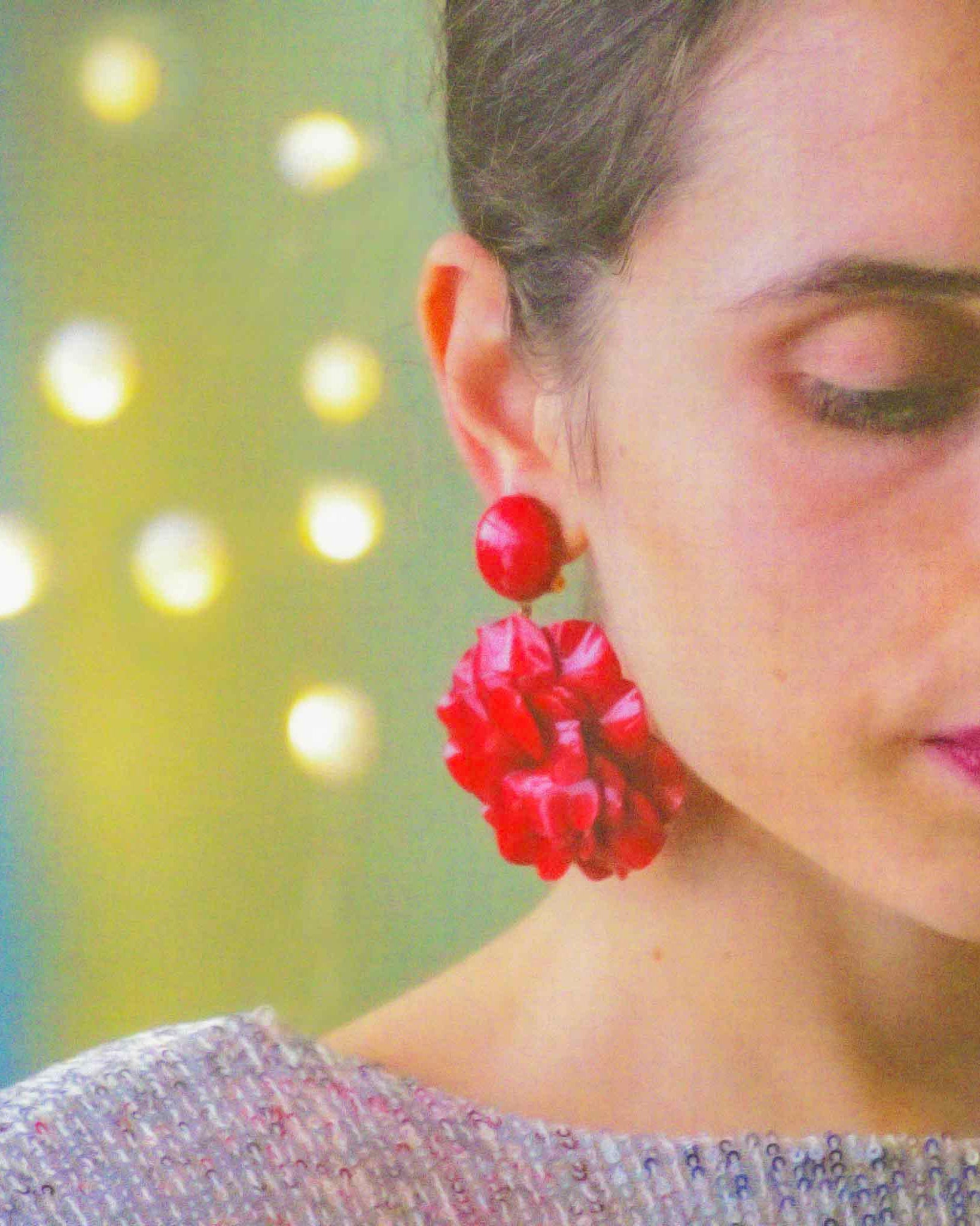 all-groups Boucles d'oreilles longues pendantes rouges