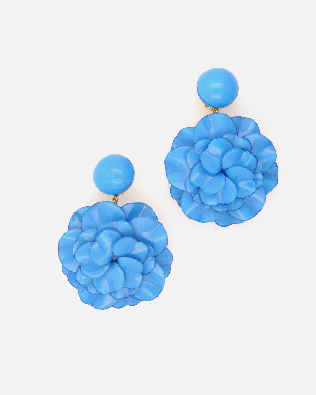 Boucles d'oreilles longues pendantes bleues en forme de géranium