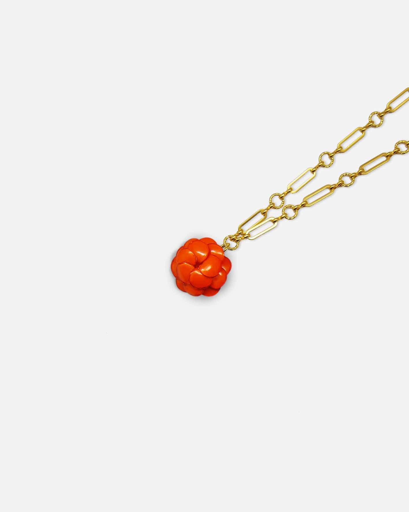 Mini sautoir femme fantaisie orange avec chaine