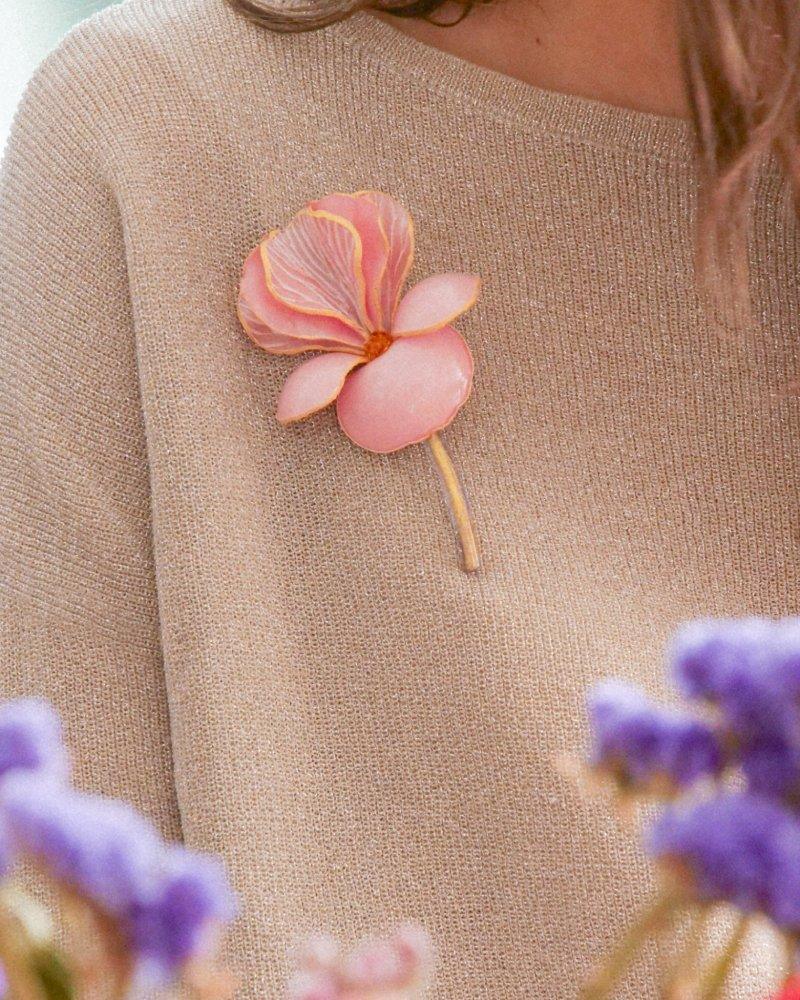 all-groups Broche bijou fleur rose pale brillante