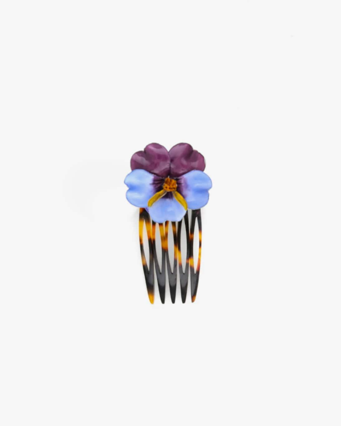 ce peigne Pensée viola violet est un bijou de cheveux original