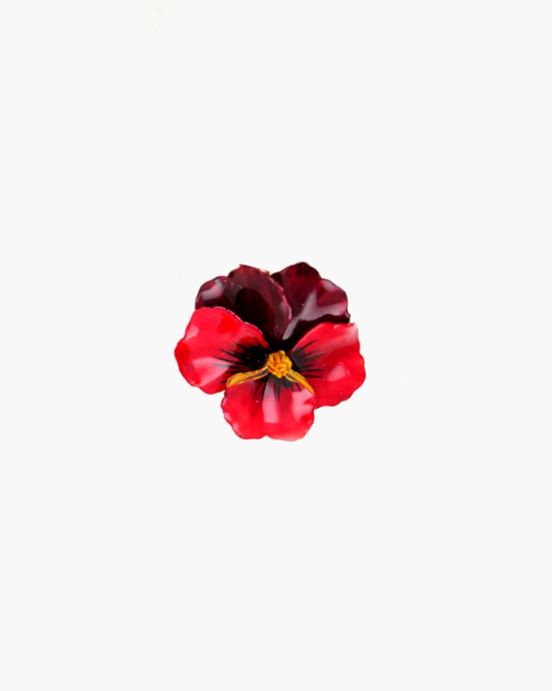 Ce pendentif Pensée Viola rouge est un cadeau pour offrir un bijou à une femme crée en France par Ciléa Paris.