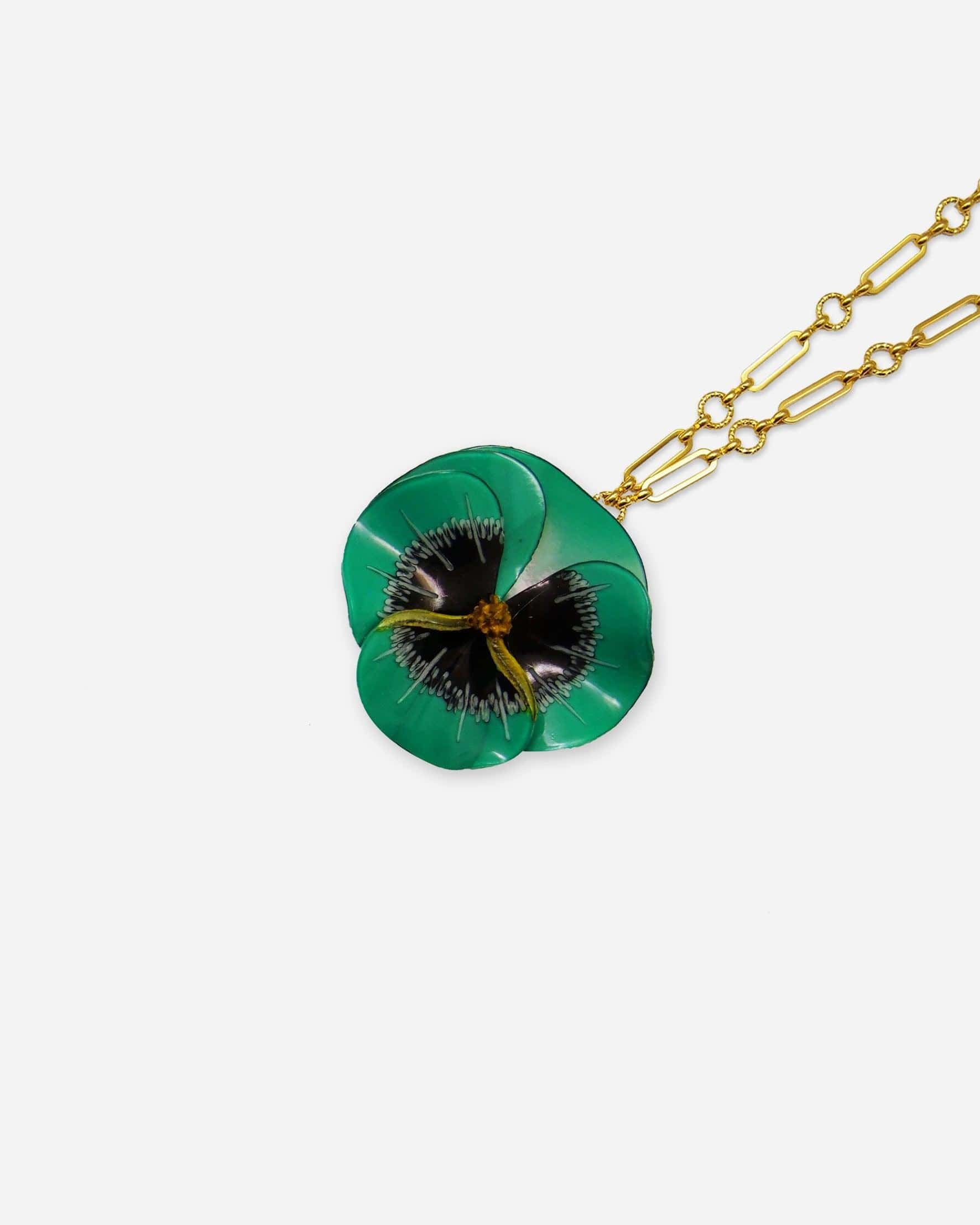 Grand pendentif personnalisé vert avec chaine