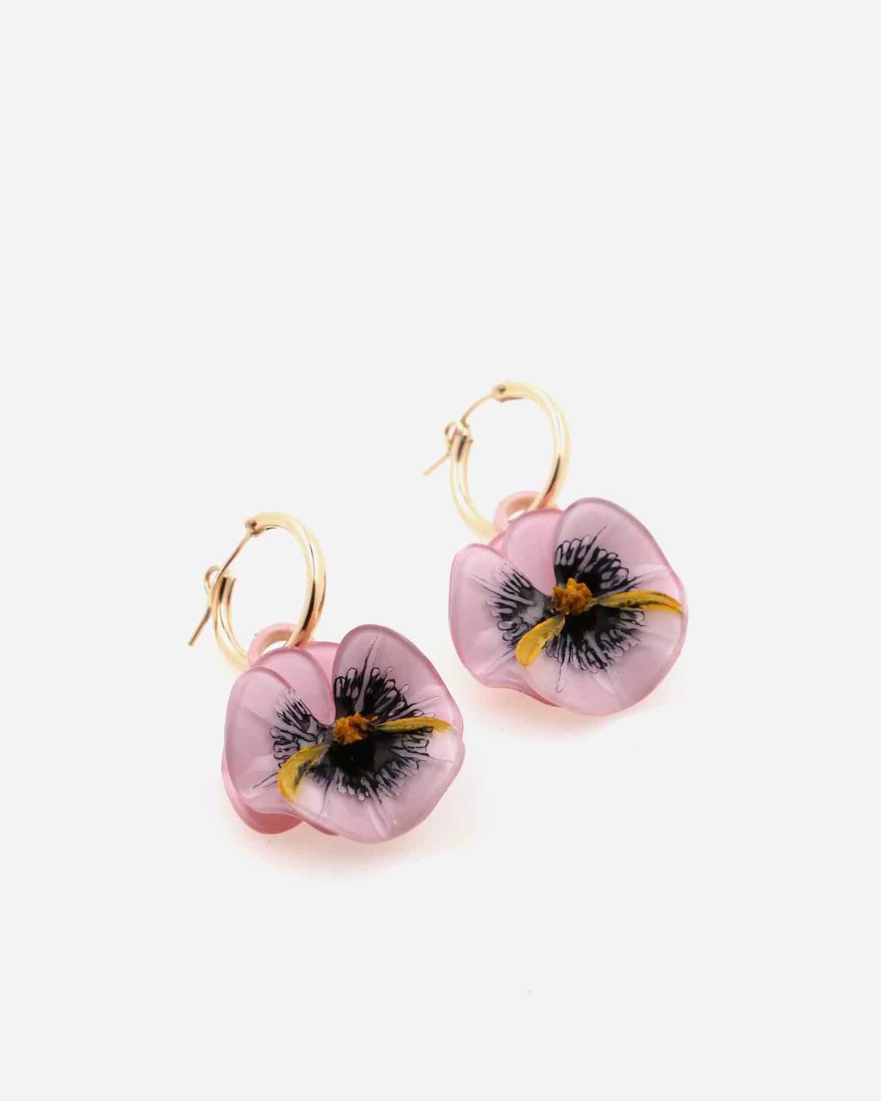 Créole boucle d'oreille fleur rose