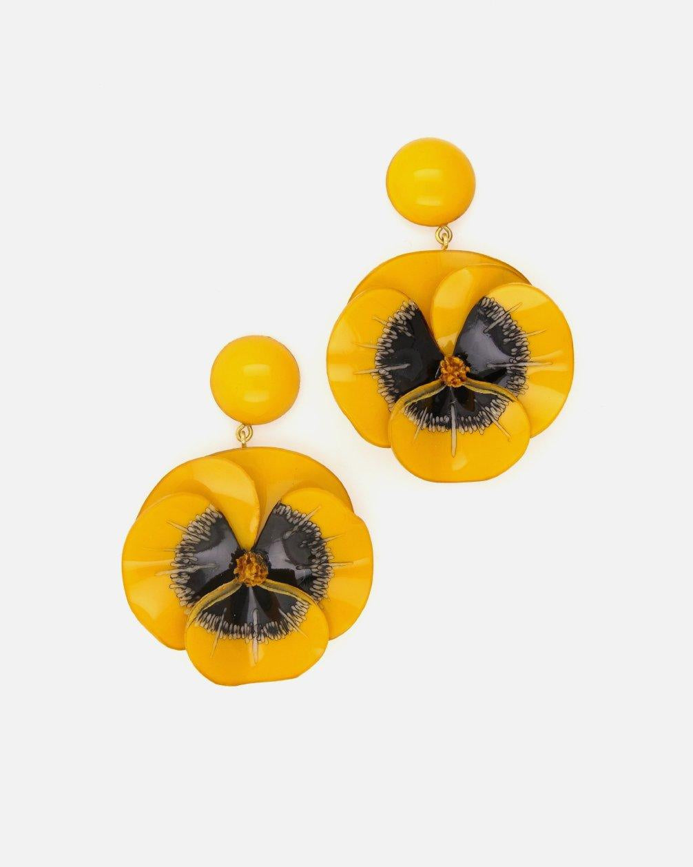 Grande boucle d'oreille originale de créateur jaune