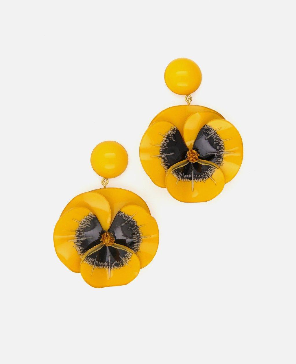 Grande boucle d'oreille originale de créateur jaune