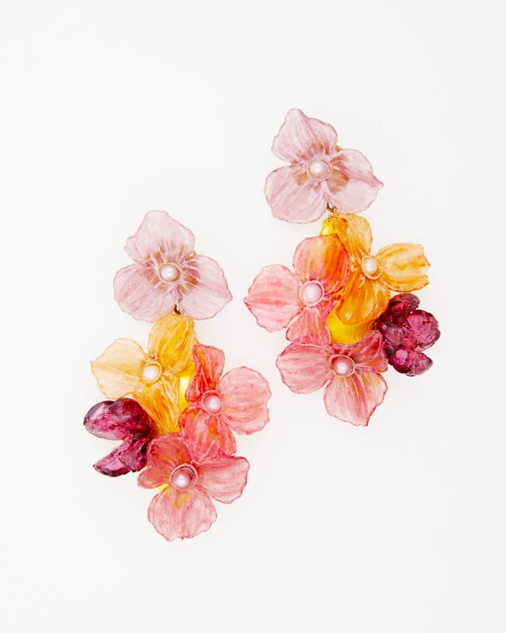 all-groups boucle d'oreille fleur pendante colorée, véritable pièce unique