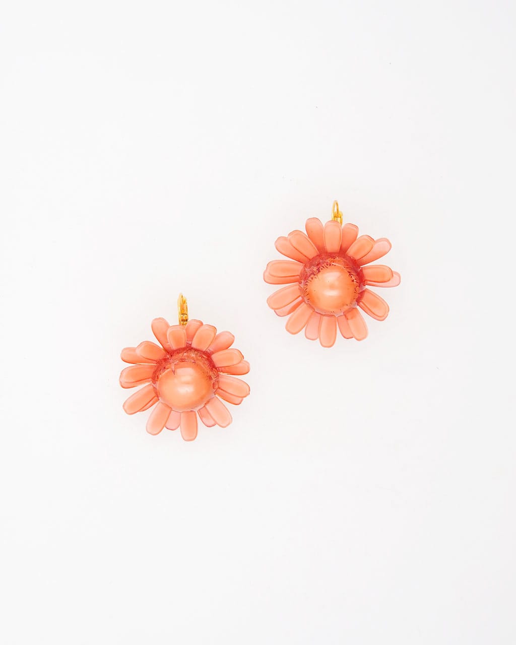 boucle d oreille fleur resine corail, 20 pétales faits à la main