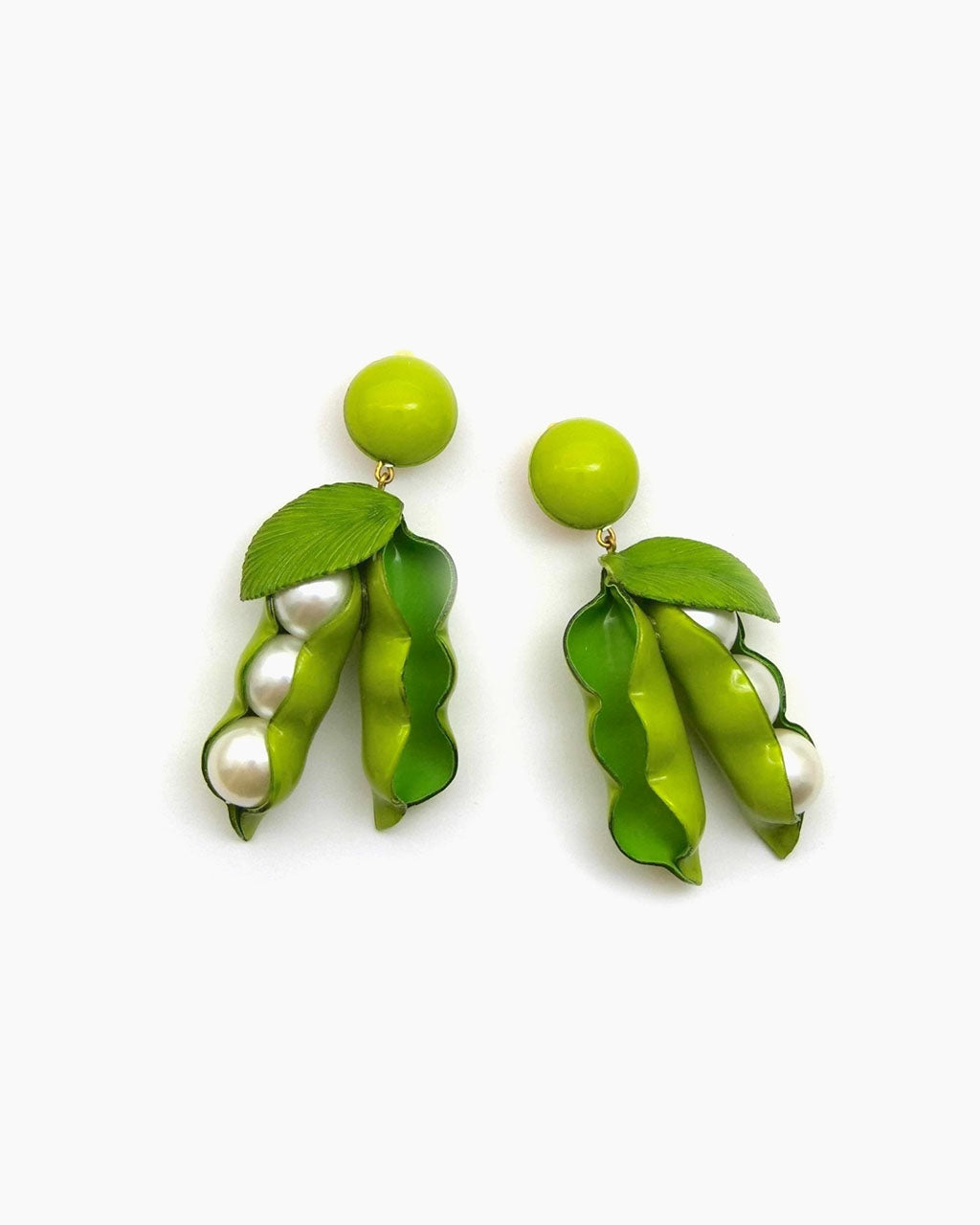 Grosses boucles d'oreilles petits pois vertes
