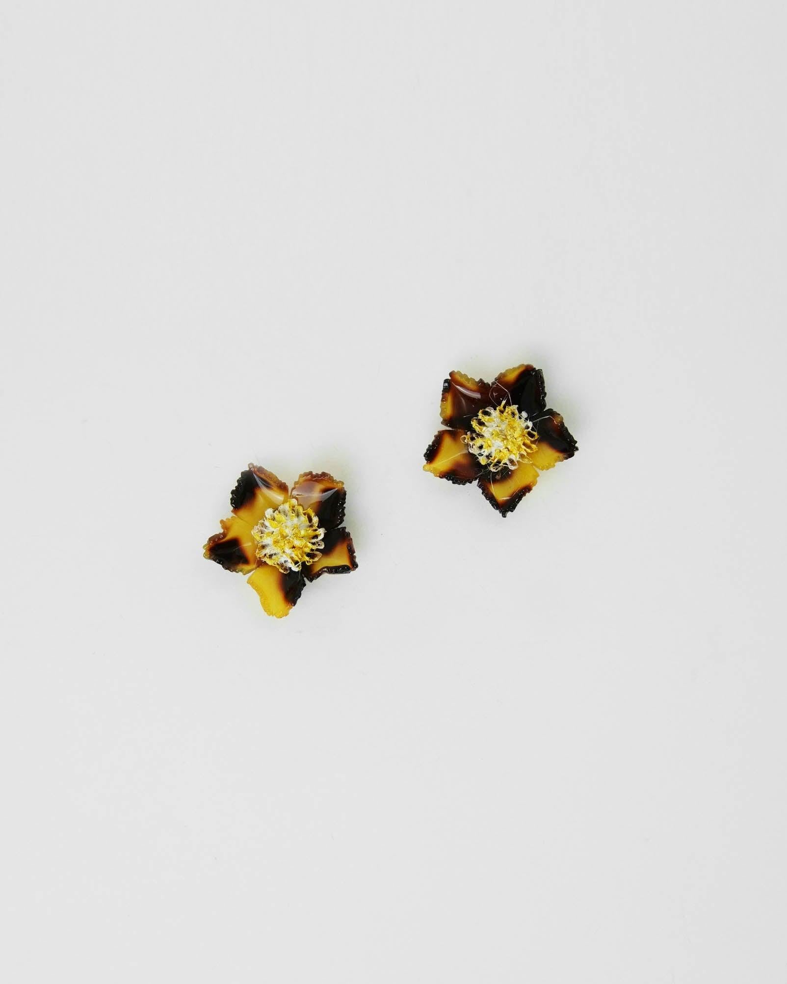 Boucles d'oreilles en résine fleuries motif léopard