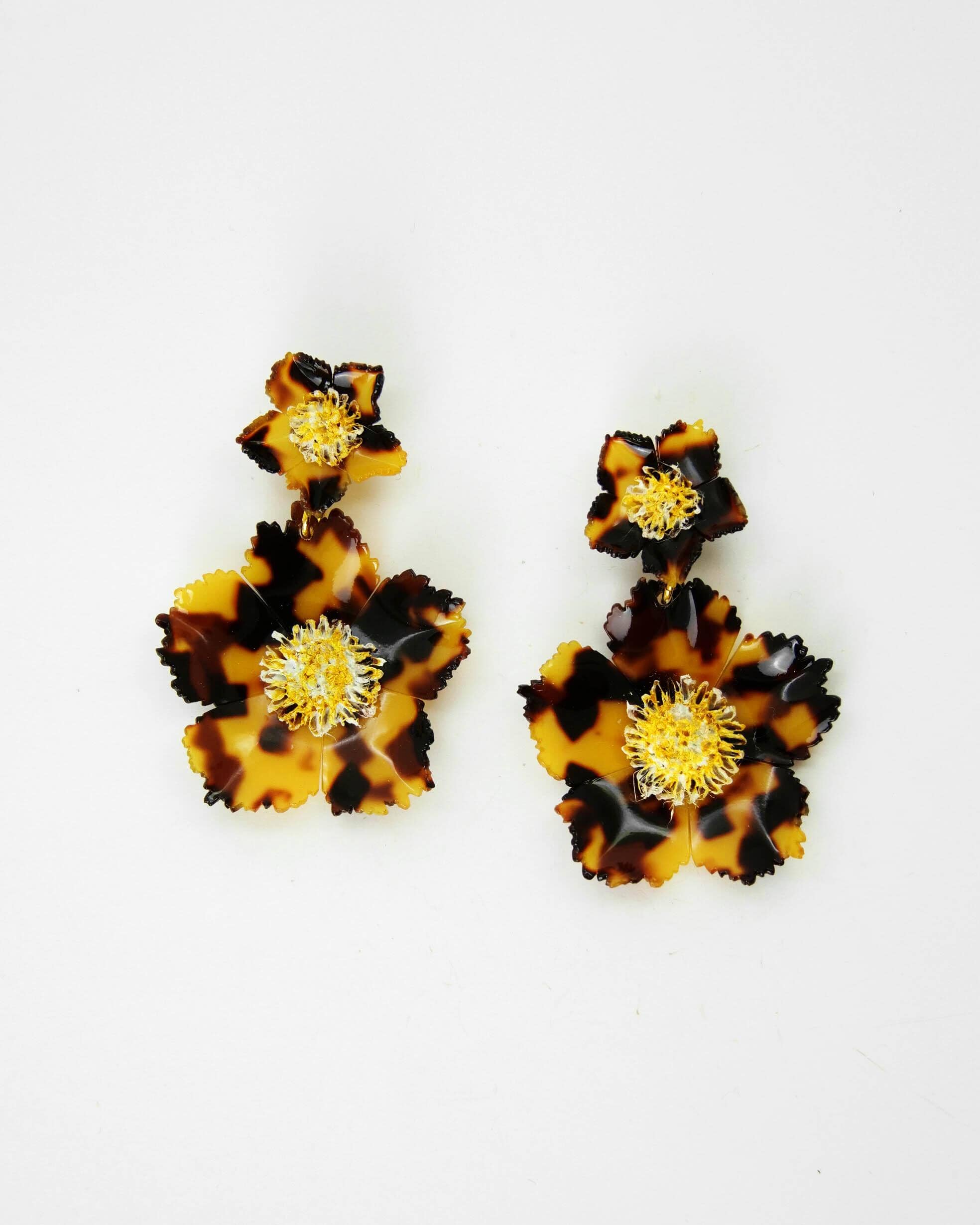 Grandes boucles d'oreilles fleurs motif léopard