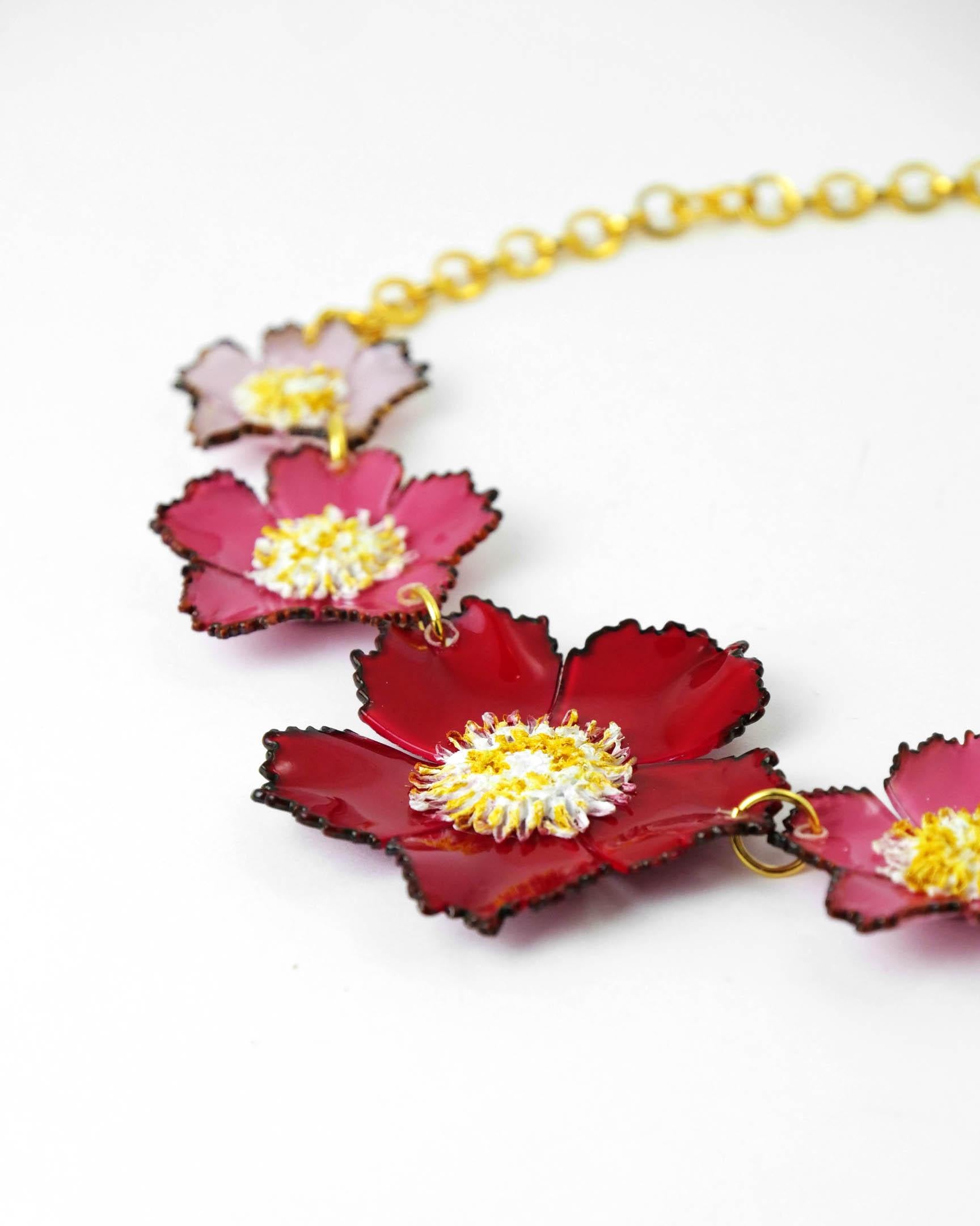 Bijou fantaisie collier fleuri jaune