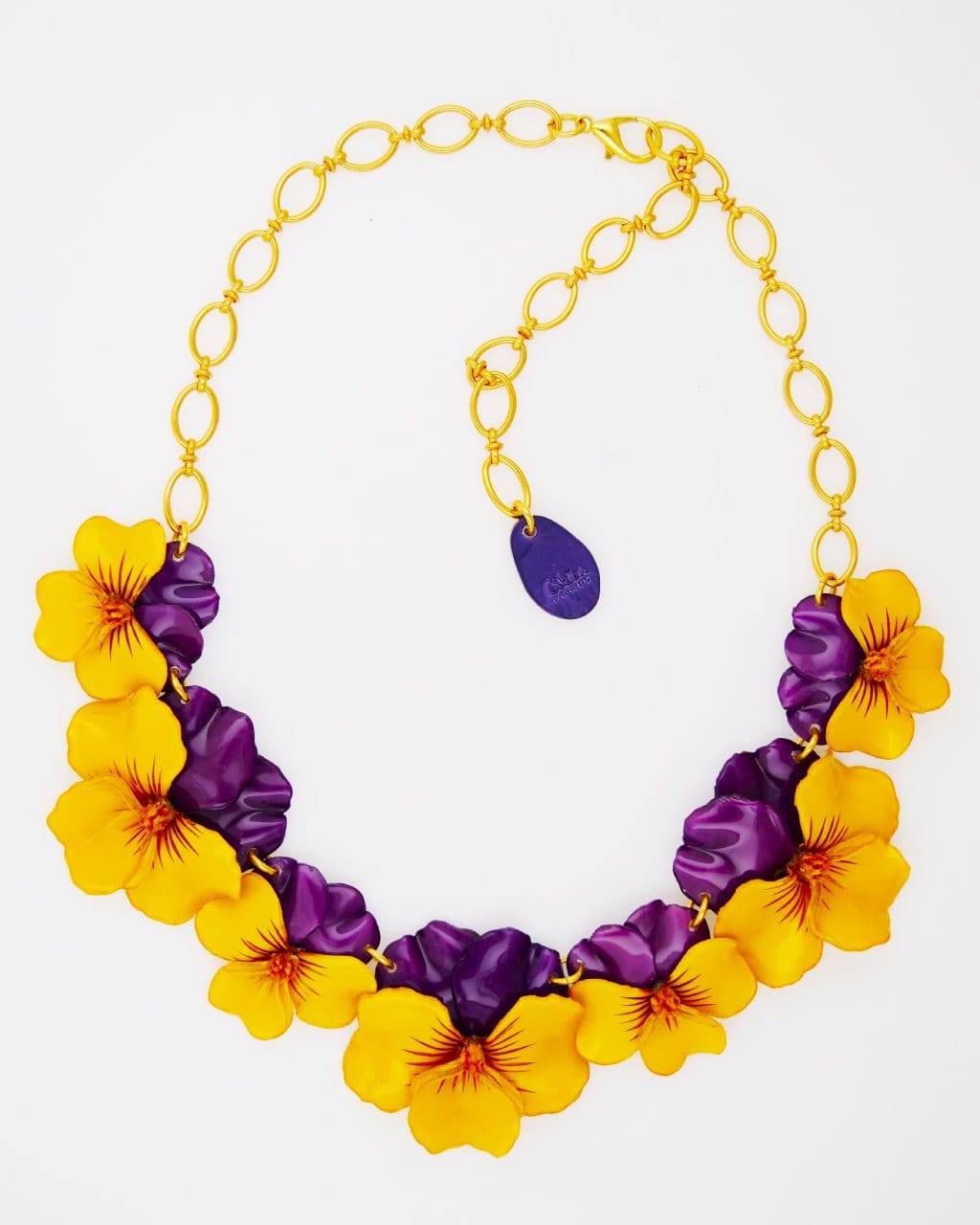 collier femme viola jaune et violet original