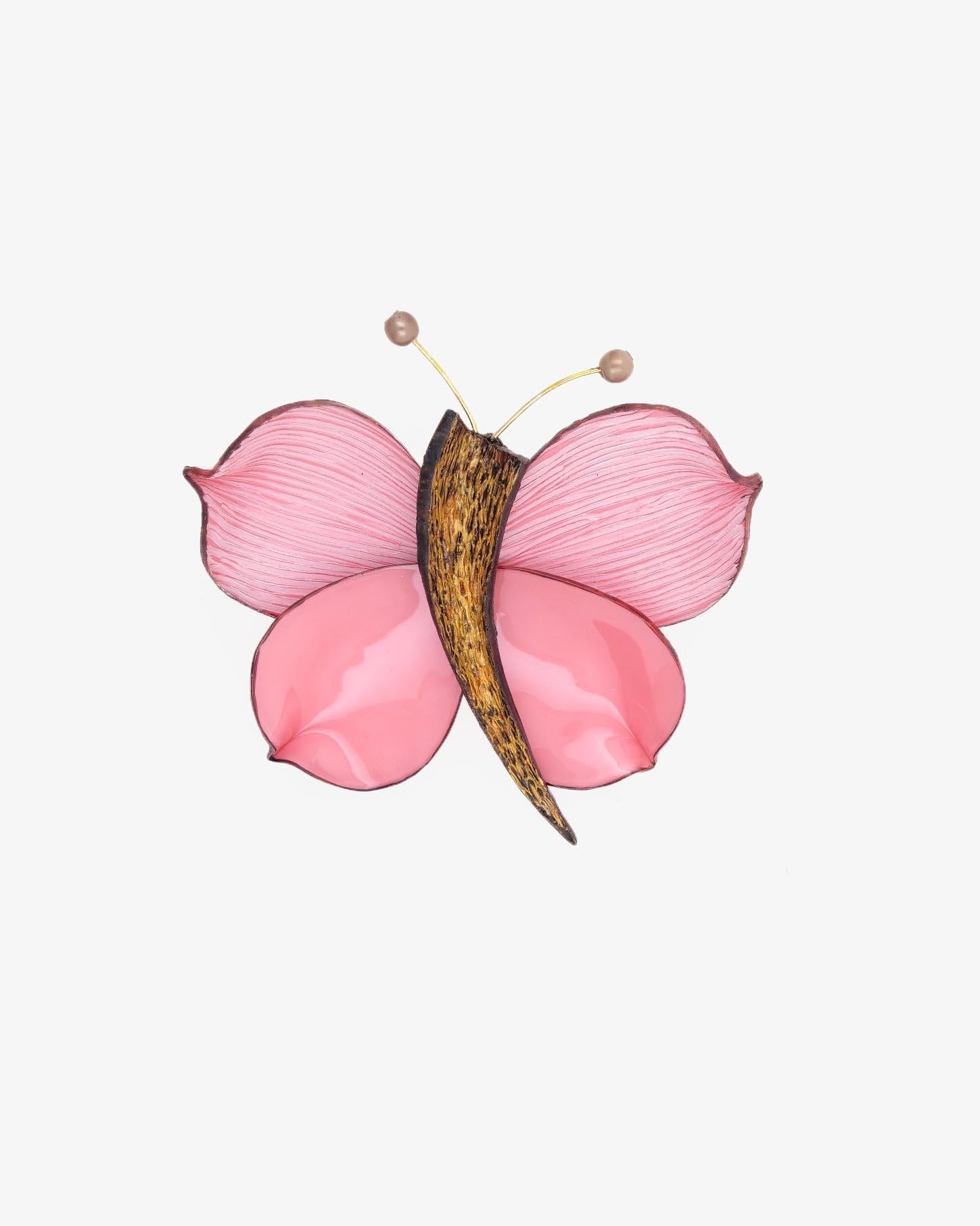 Broche bijou papillon rose brillant