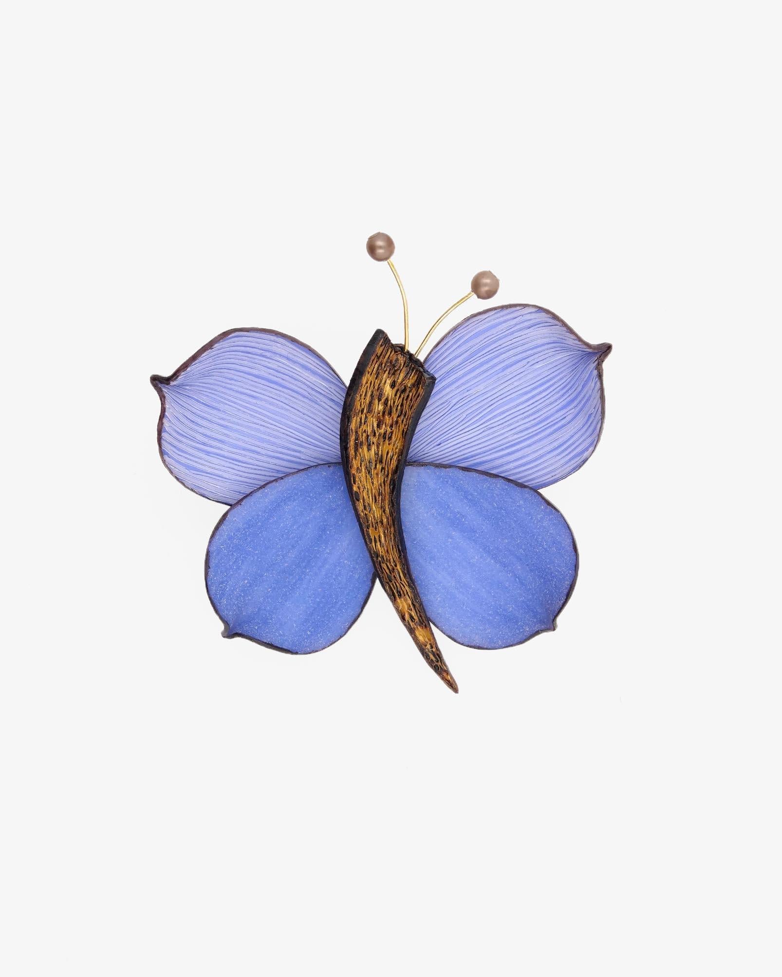 Broche papillon bleuet avec ailes effet mat