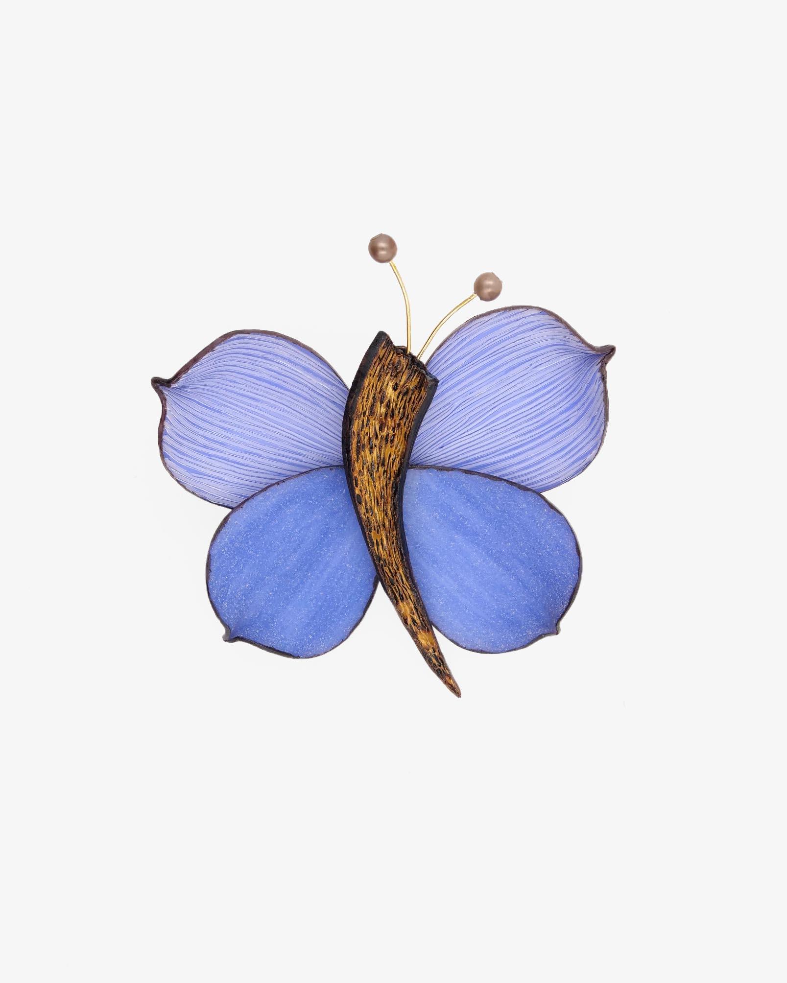 Broche papillon bleuet avec ailes effet mat
